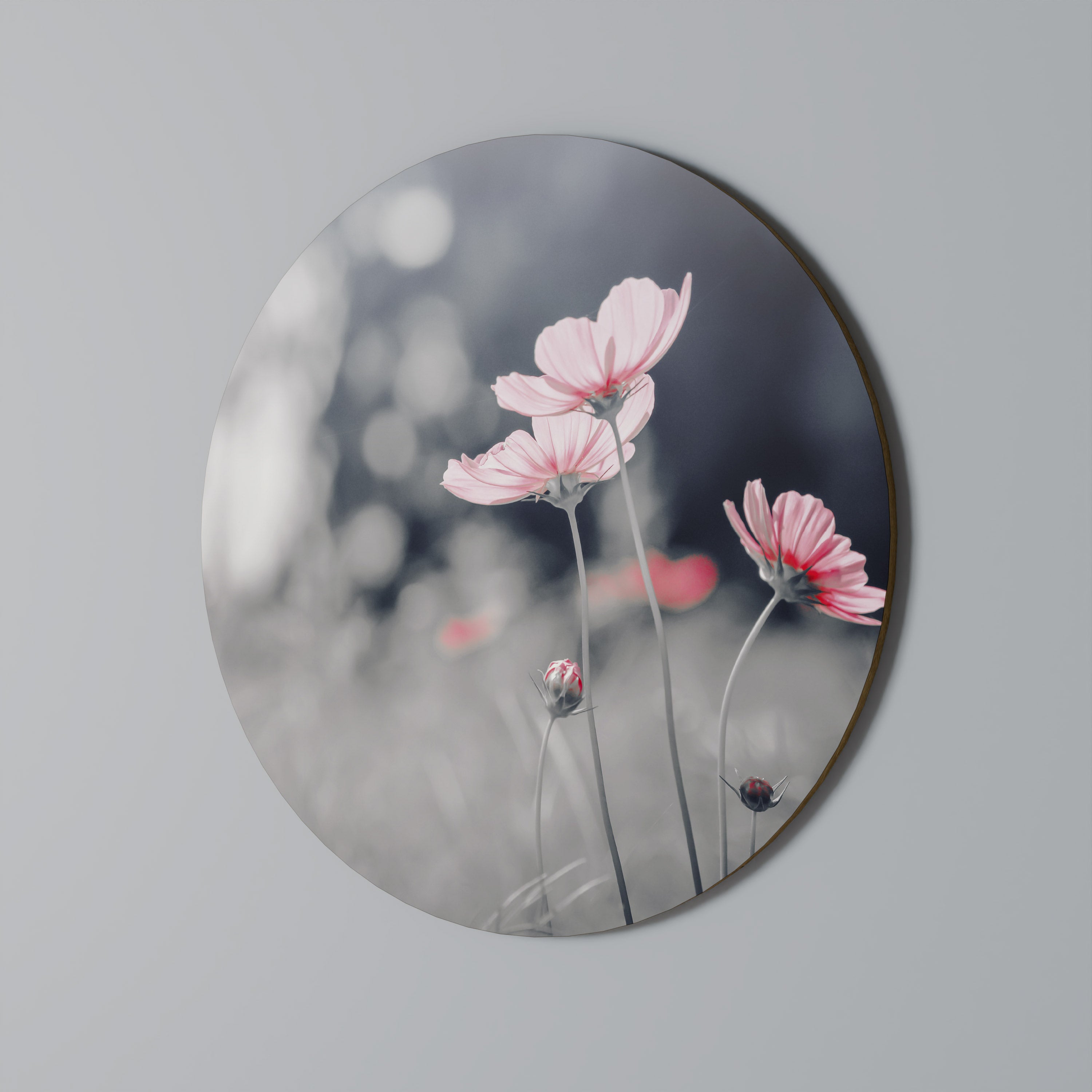 SUBTLE PETAL DANCE Runde Wandkunst