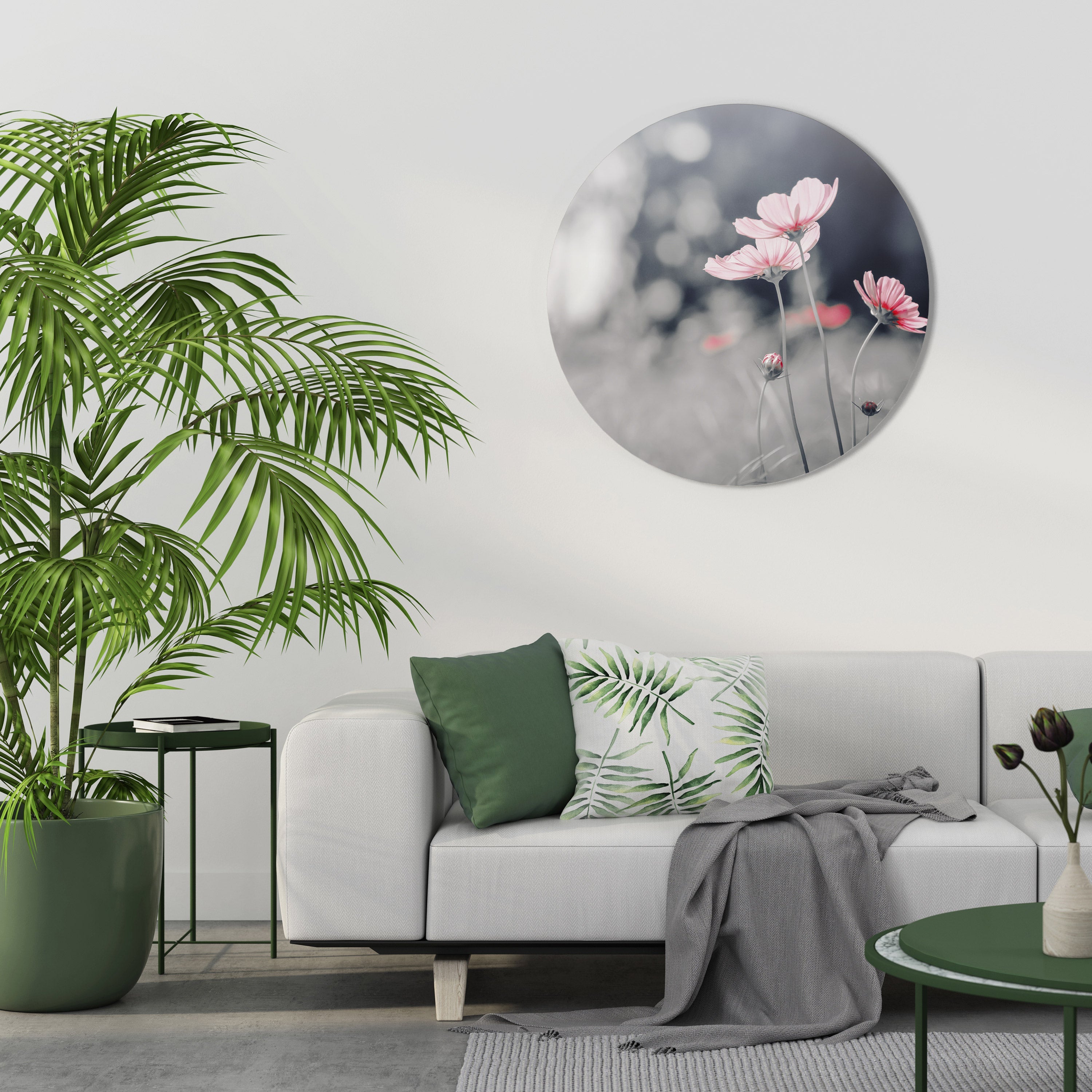 SUBTLE PETAL DANCE Runde Wandkunst