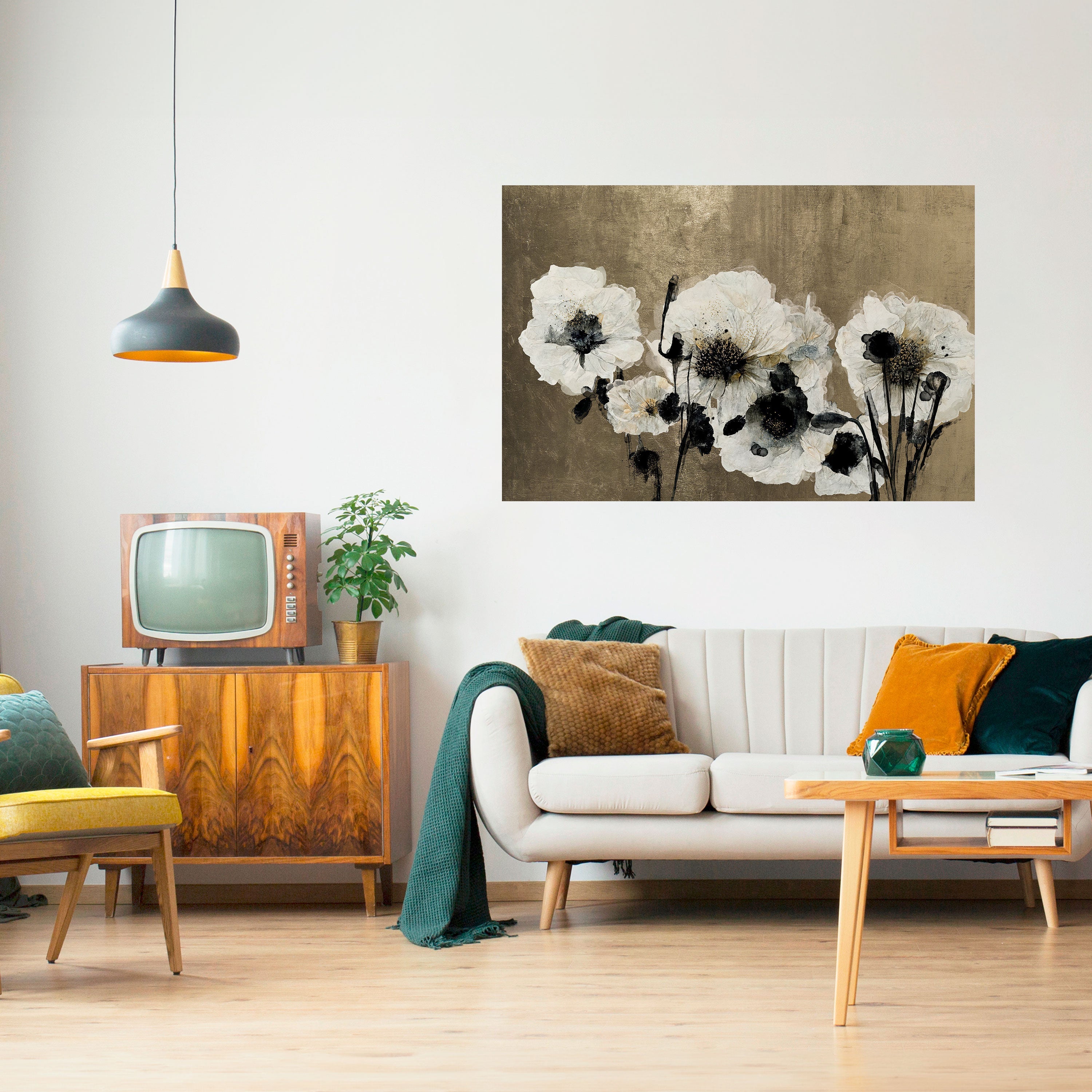 HARMONY IN WHITE Horizontales Poster zum Abziehen und Aufkleben