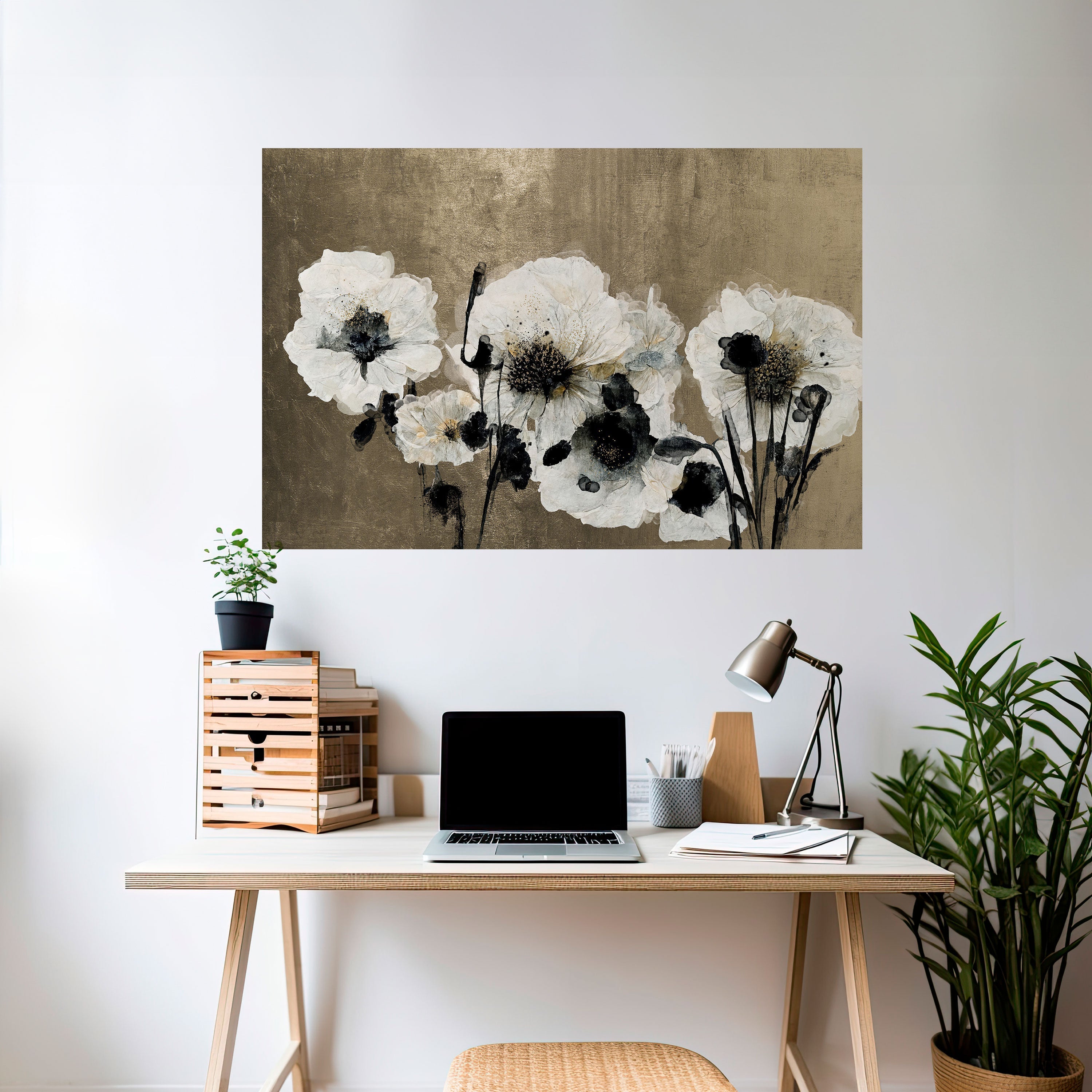 HARMONY IN WHITE Horizontales Poster zum Abziehen und Aufkleben