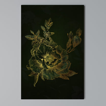 MIDNIGHT FLORAL GLIMMER Vertical Canvas Print