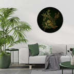 MIDNIGHT FLORAL GLIMMER Round Wall Art