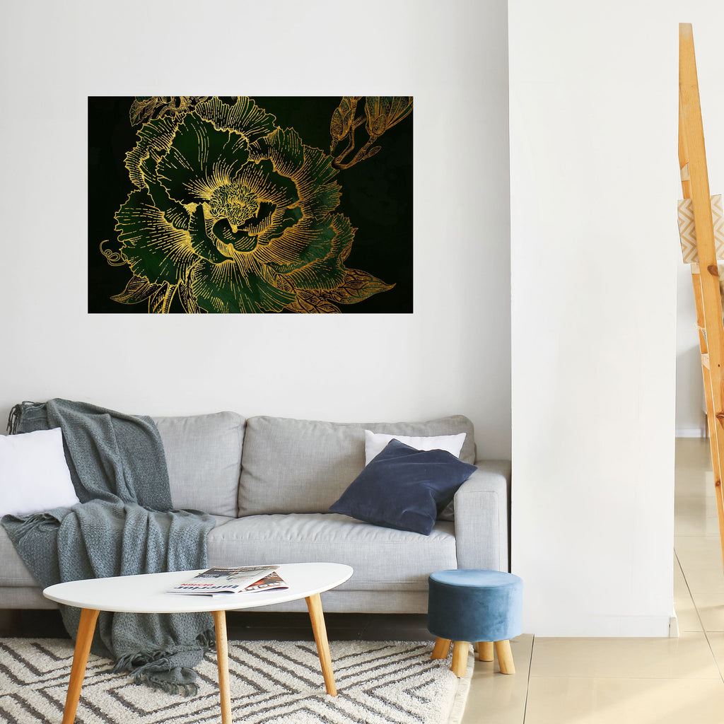 MIDNIGHT FLORAL GLIMMER Horizontales Poster zum Abziehen und Aufkleben