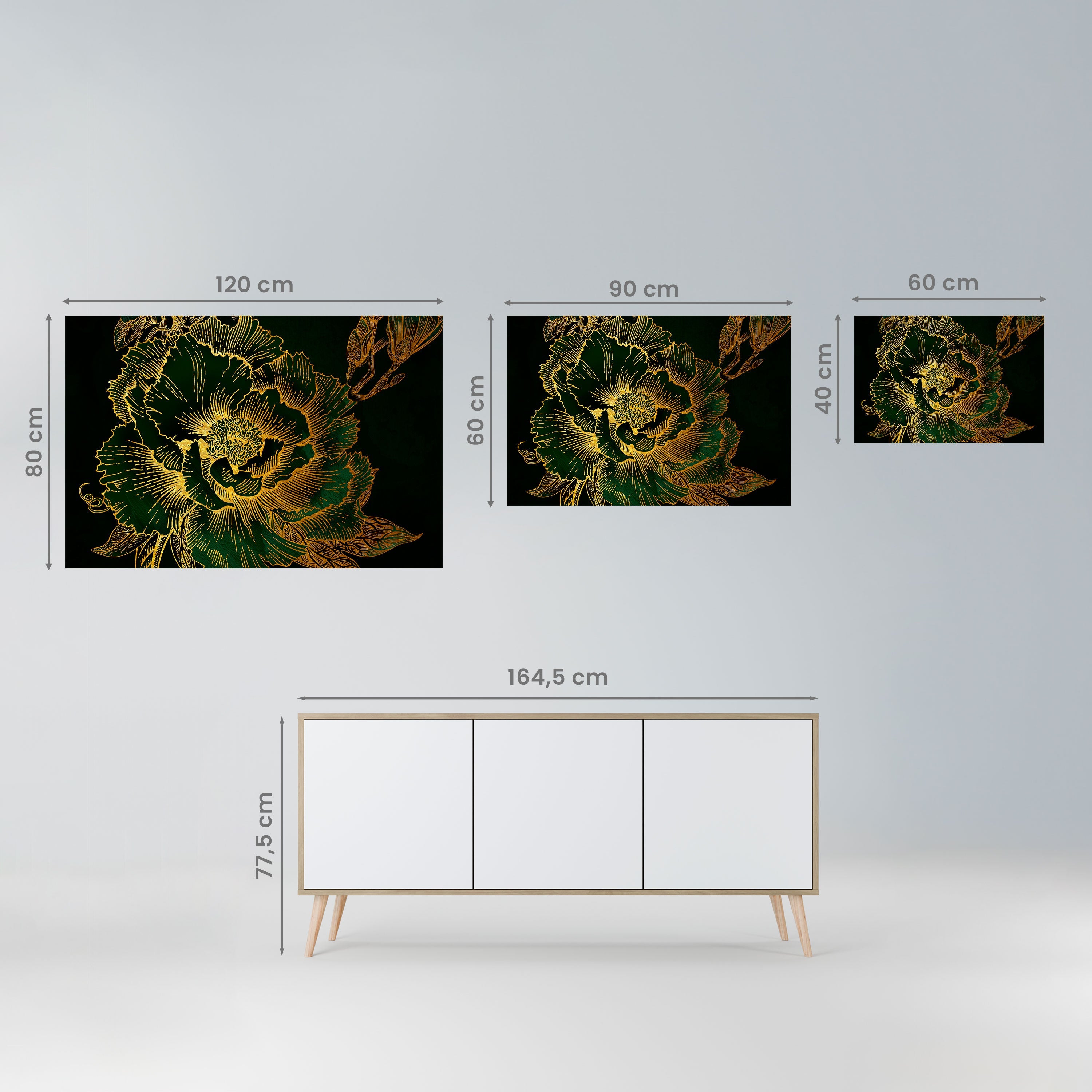 MIDNIGHT FLORAL GLIMMER Horizontales Poster zum Abziehen und Aufkleben