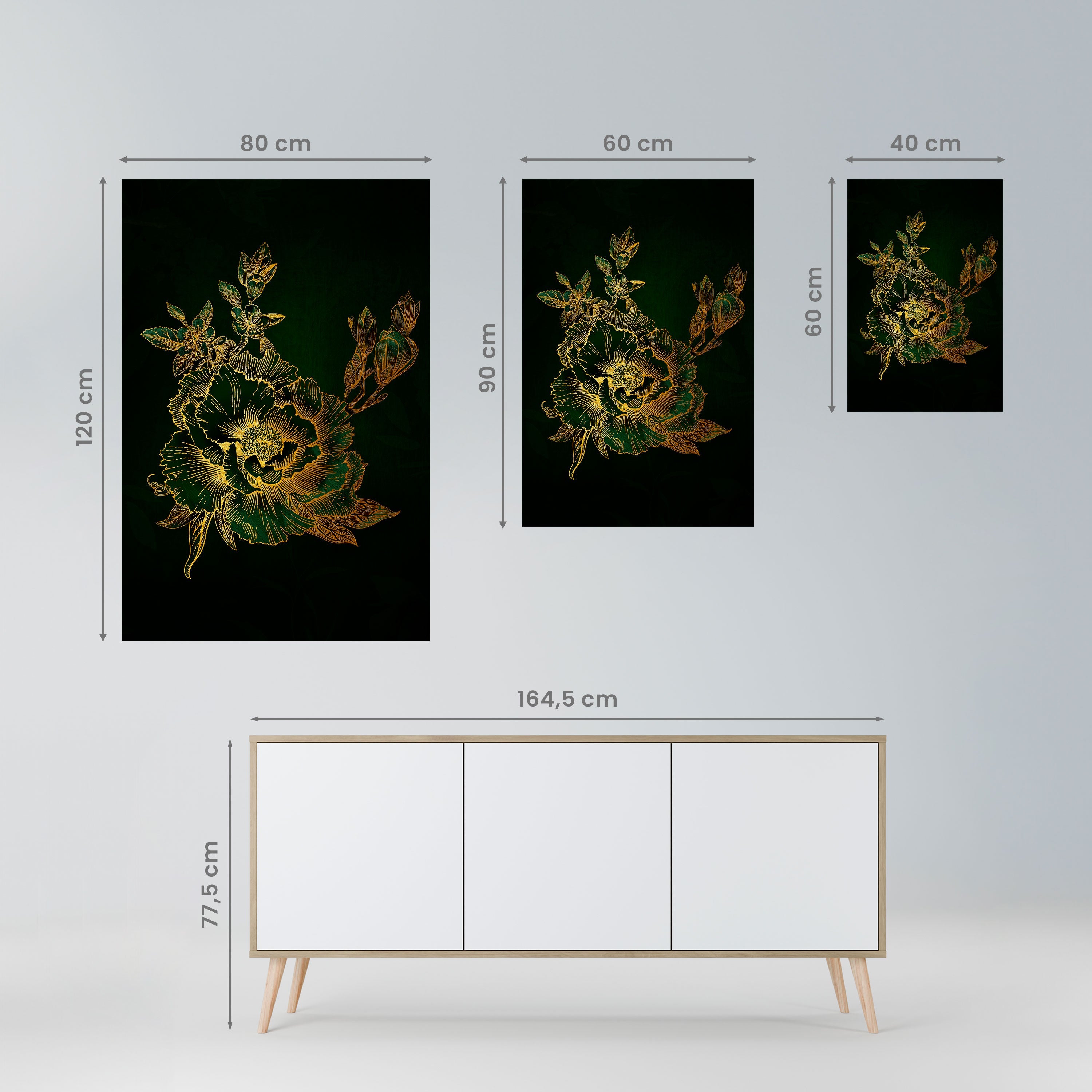 MIDNIGHT FLORAL GLIMMER Vertikales Poster zum Abziehen und Aufkleben