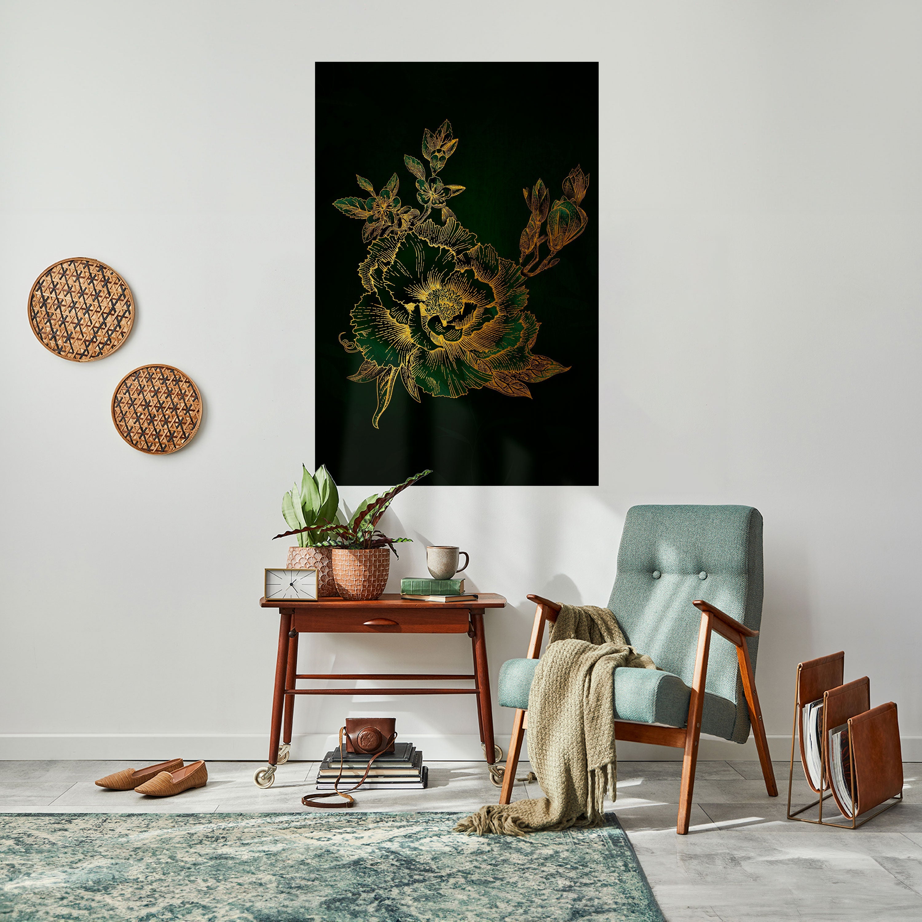 MIDNIGHT FLORAL GLIMMER Vertikales Poster zum Abziehen und Aufkleben