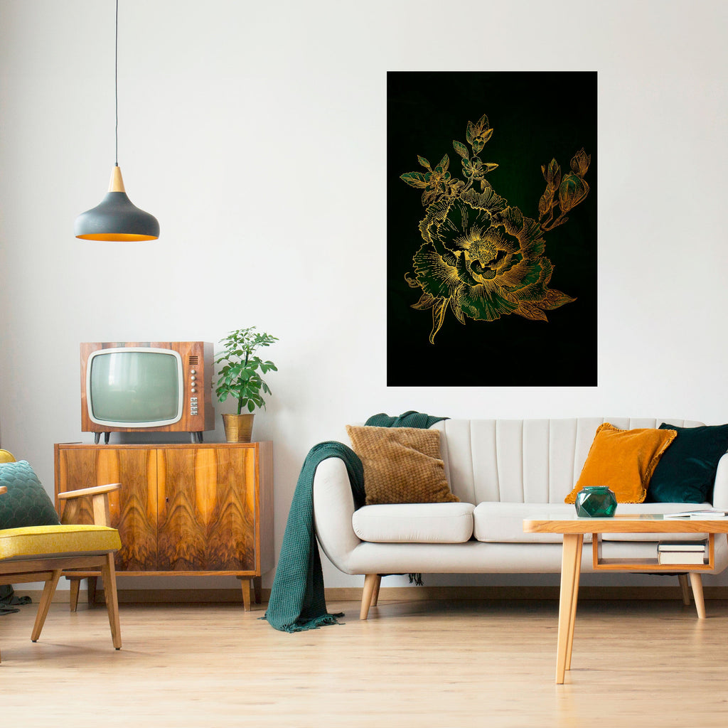MIDNIGHT FLORAL GLIMMER Vertikales Poster zum Abziehen und Aufkleben