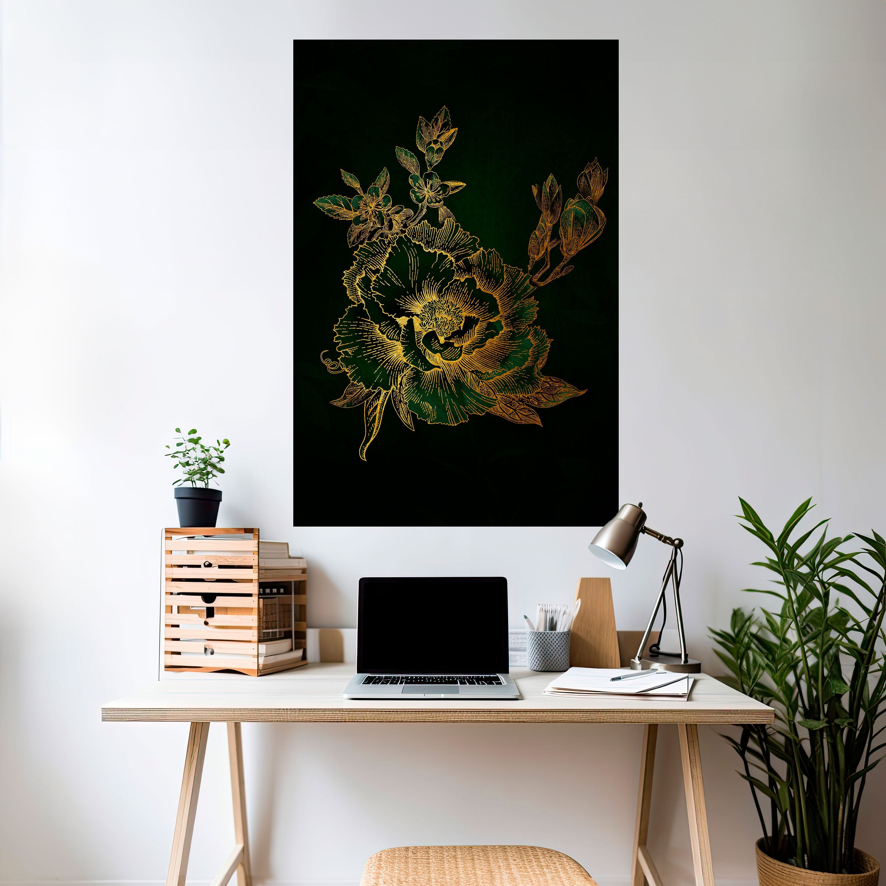 MIDNIGHT FLORAL GLIMMER Vertikales Poster zum Abziehen und Aufkleben