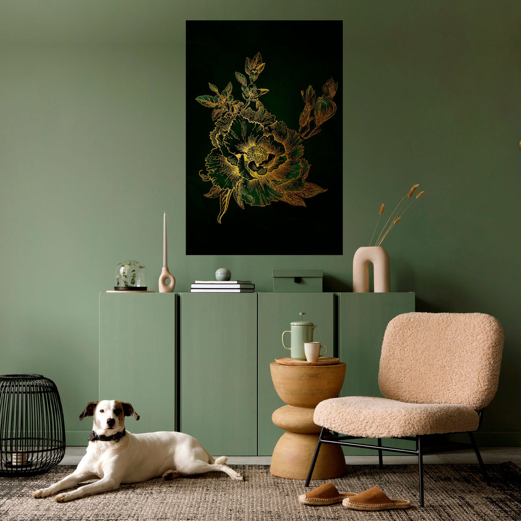MIDNIGHT FLORAL GLIMMER Vertikales Poster zum Abziehen und Aufkleben