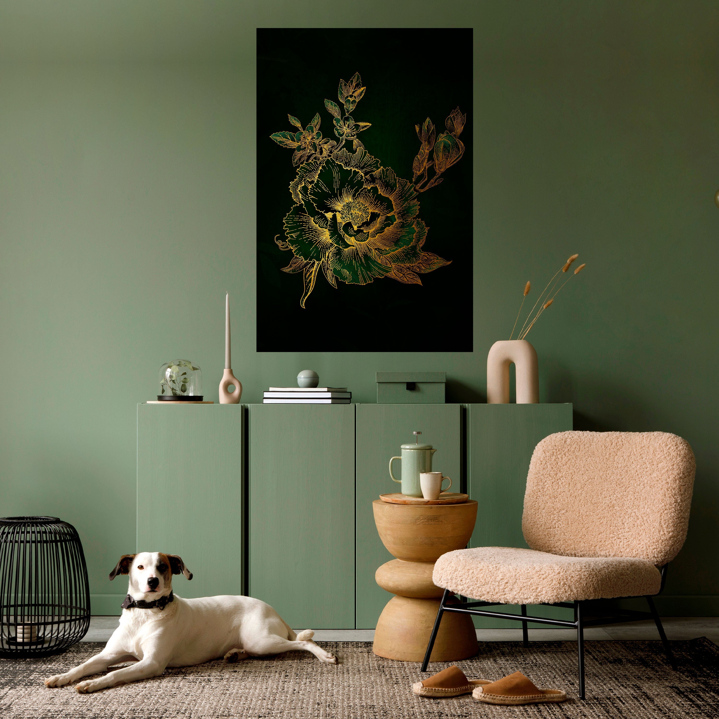 MIDNIGHT FLORAL GLIMMER Vertikales Poster zum Abziehen und Aufkleben