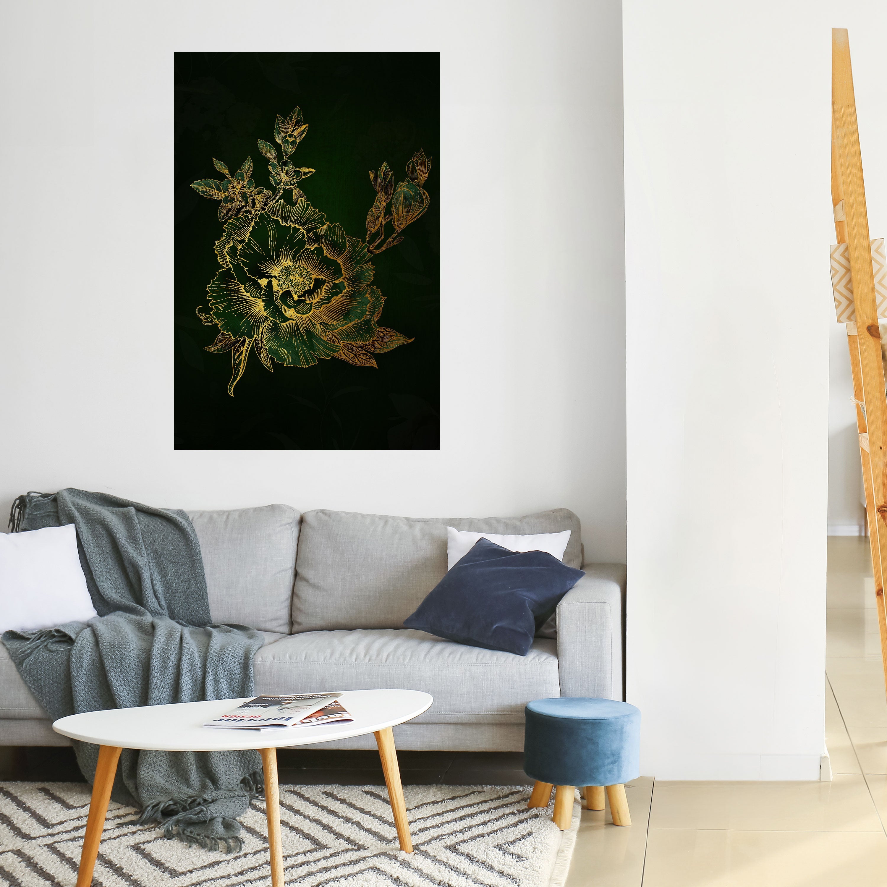 MIDNIGHT FLORAL GLIMMER Vertikales Poster zum Abziehen und Aufkleben