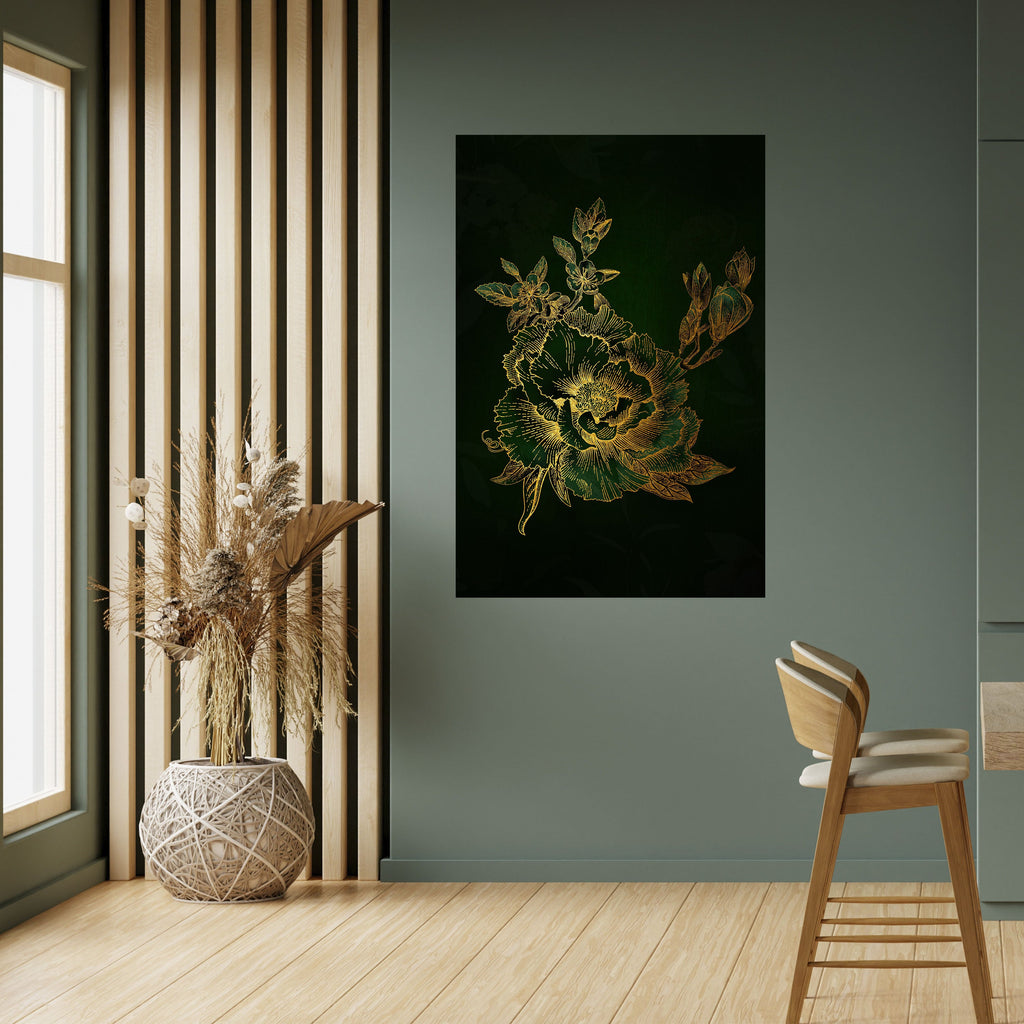 MIDNIGHT FLORAL GLIMMER Vertikales Poster zum Abziehen und Aufkleben