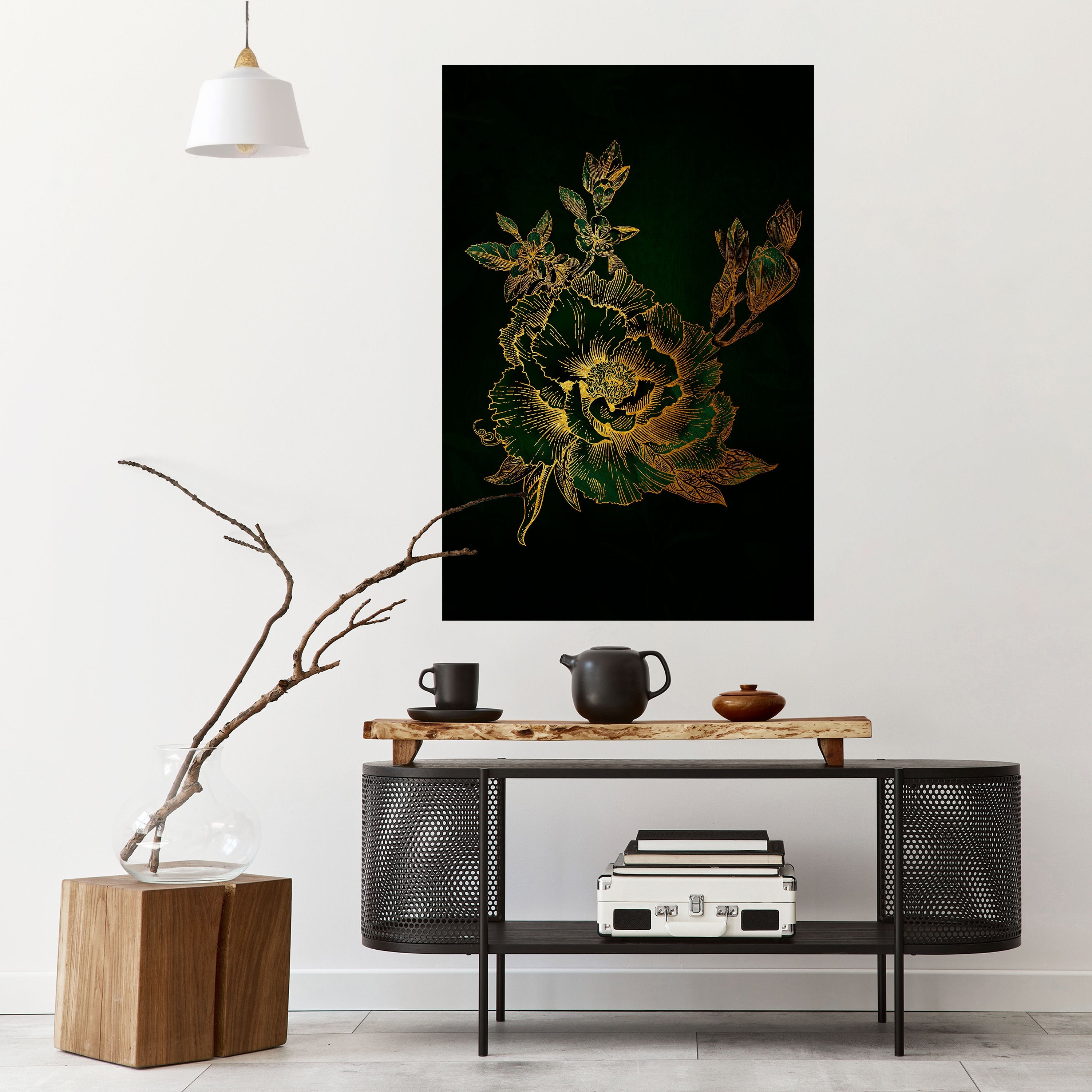 MIDNIGHT FLORAL GLIMMER Vertikales Poster zum Abziehen und Aufkleben