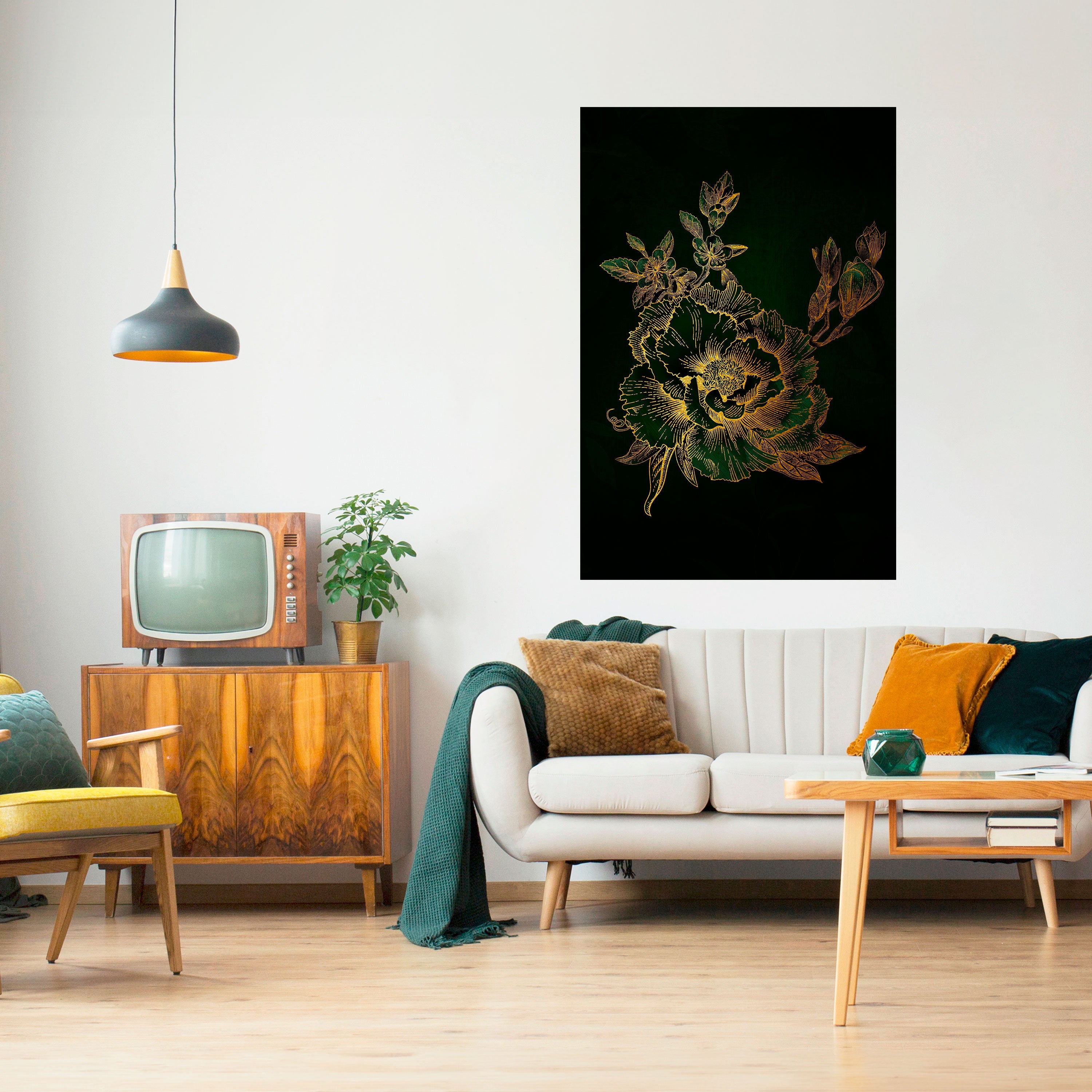 MIDNIGHT FLORAL GLIMMER Vertikales Poster zum Abziehen und Aufkleben