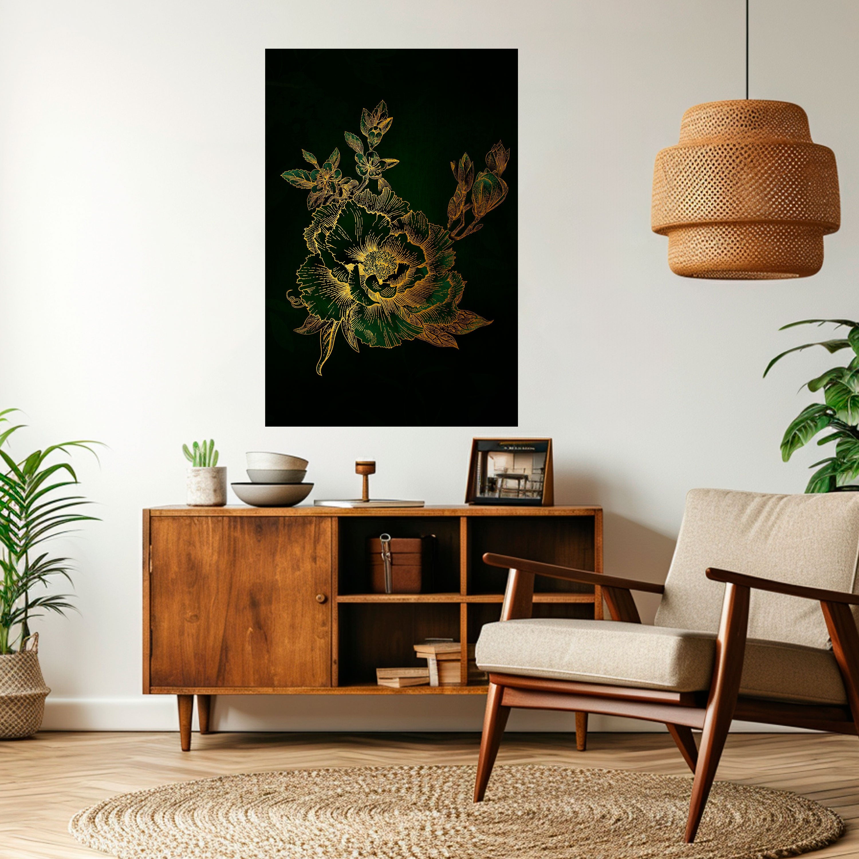 MIDNIGHT FLORAL GLIMMER Vertikales Poster zum Abziehen und Aufkleben