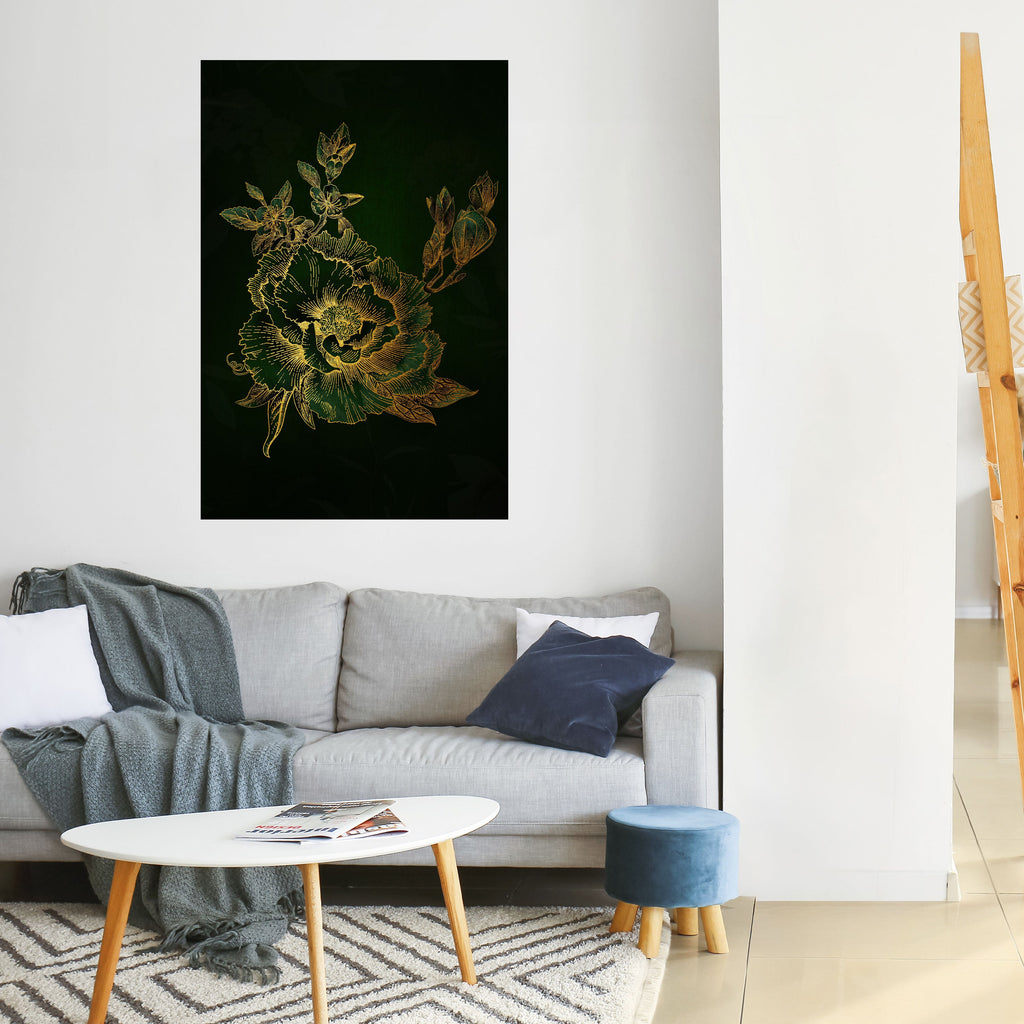 MIDNIGHT FLORAL GLIMMER Vertikales Poster zum Abziehen und Aufkleben