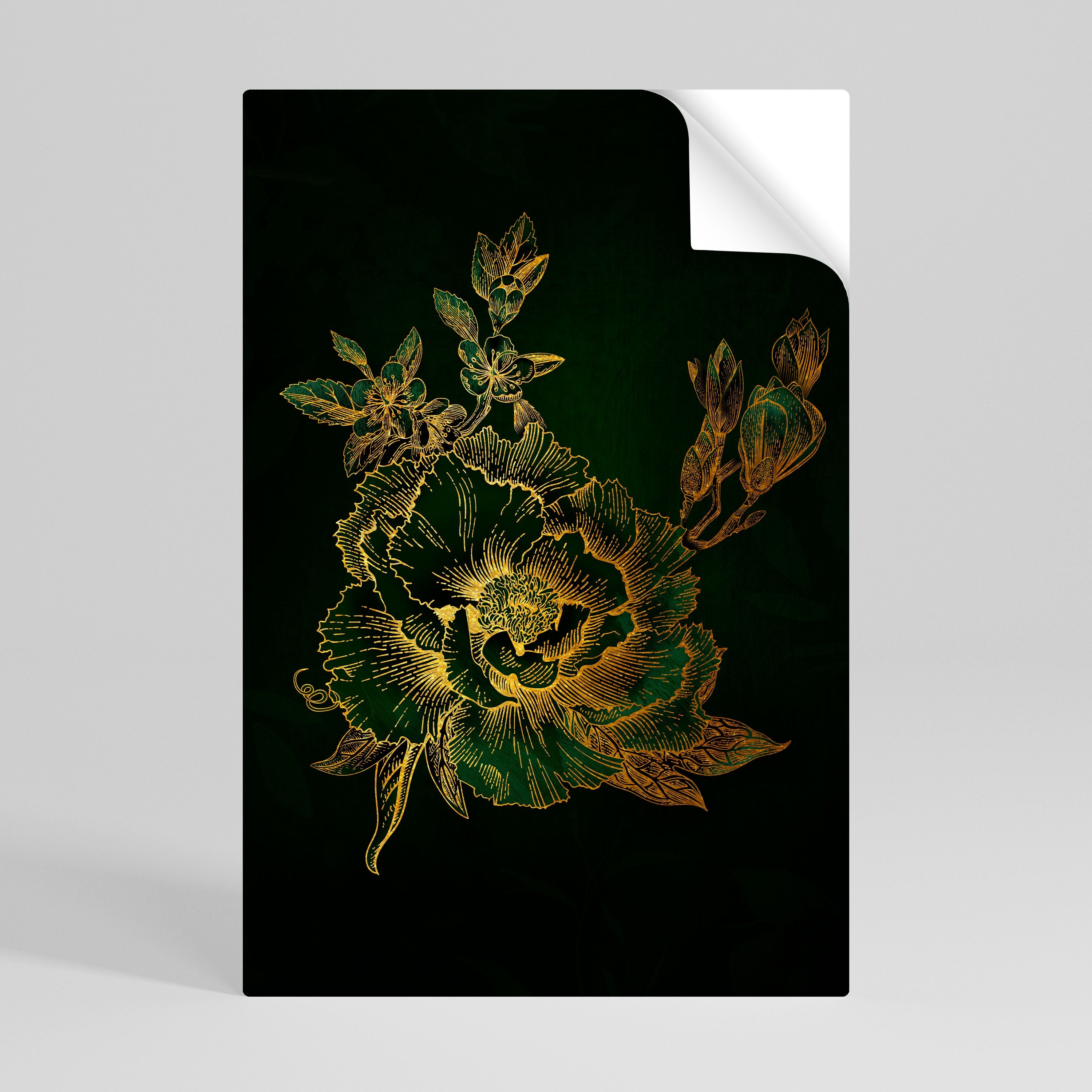 MIDNIGHT FLORAL GLIMMER Vertikales Poster zum Abziehen und Aufkleben