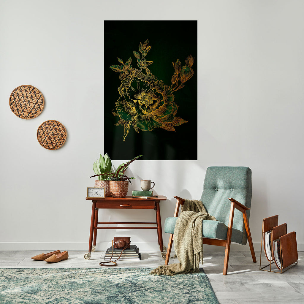 MIDNIGHT FLORAL GLIMMER Vertikales Poster zum Abziehen und Aufkleben