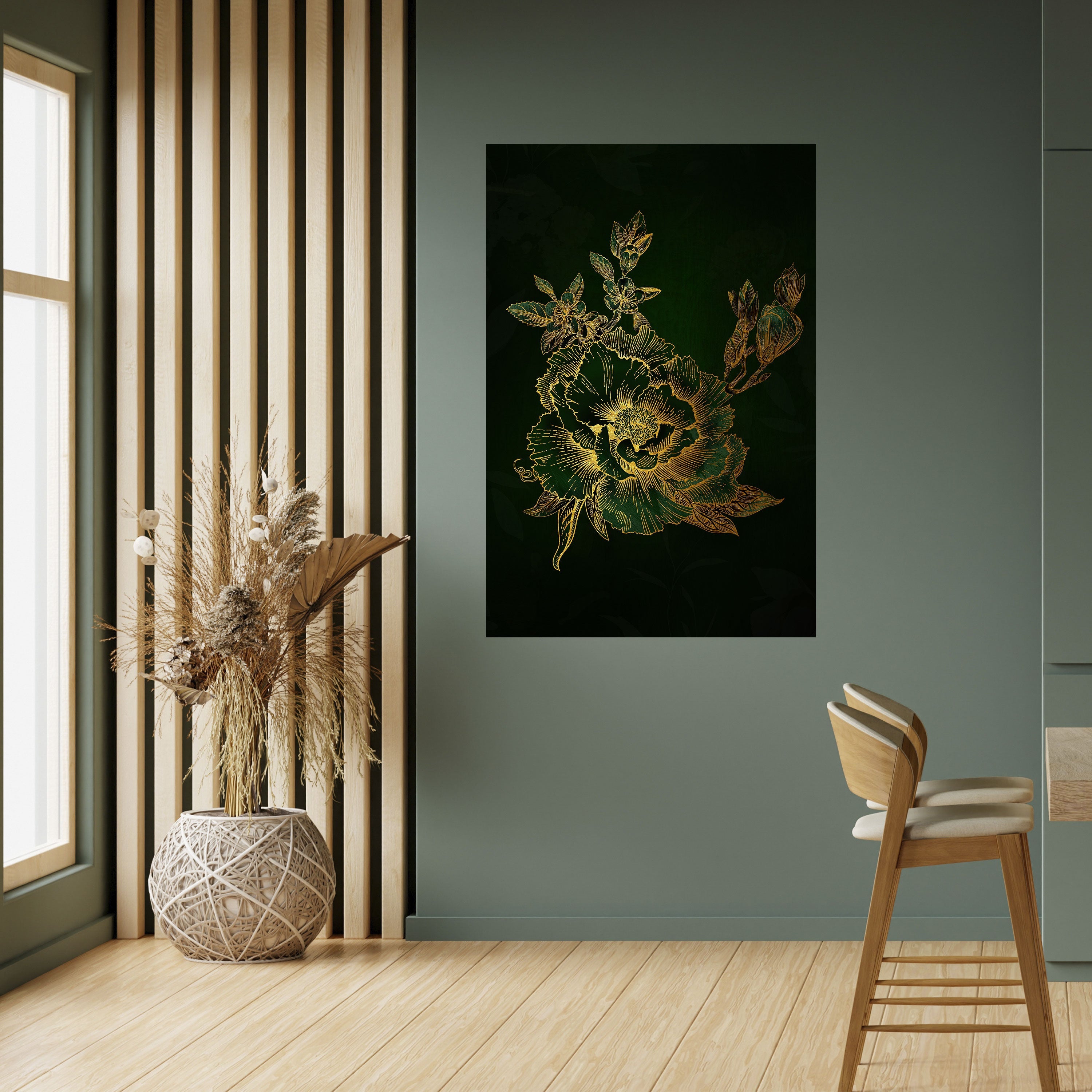 MIDNIGHT FLORAL GLIMMER Vertikales Poster zum Abziehen und Aufkleben