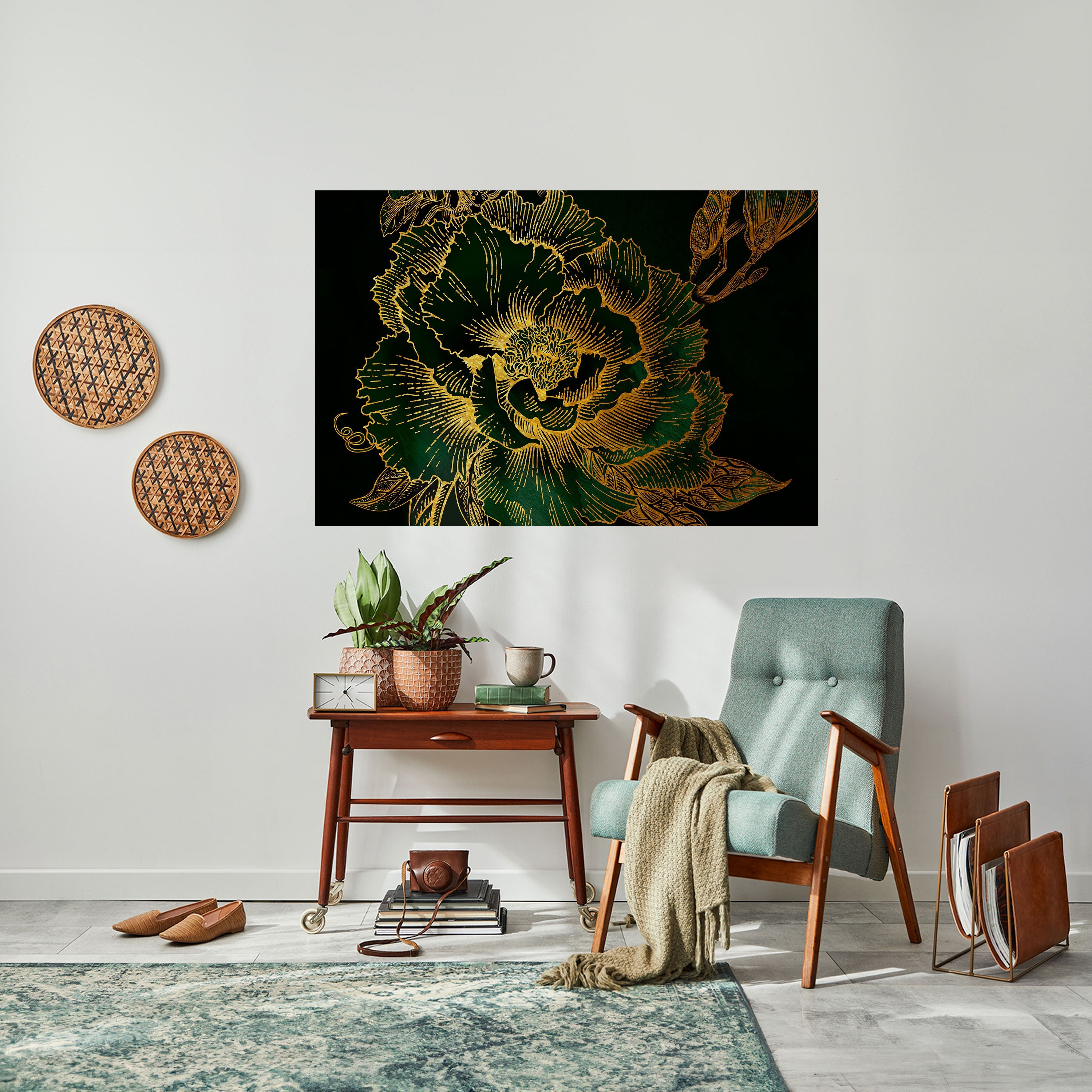 MIDNIGHT FLORAL GLIMMER Horizontales Poster zum Abziehen und Aufkleben