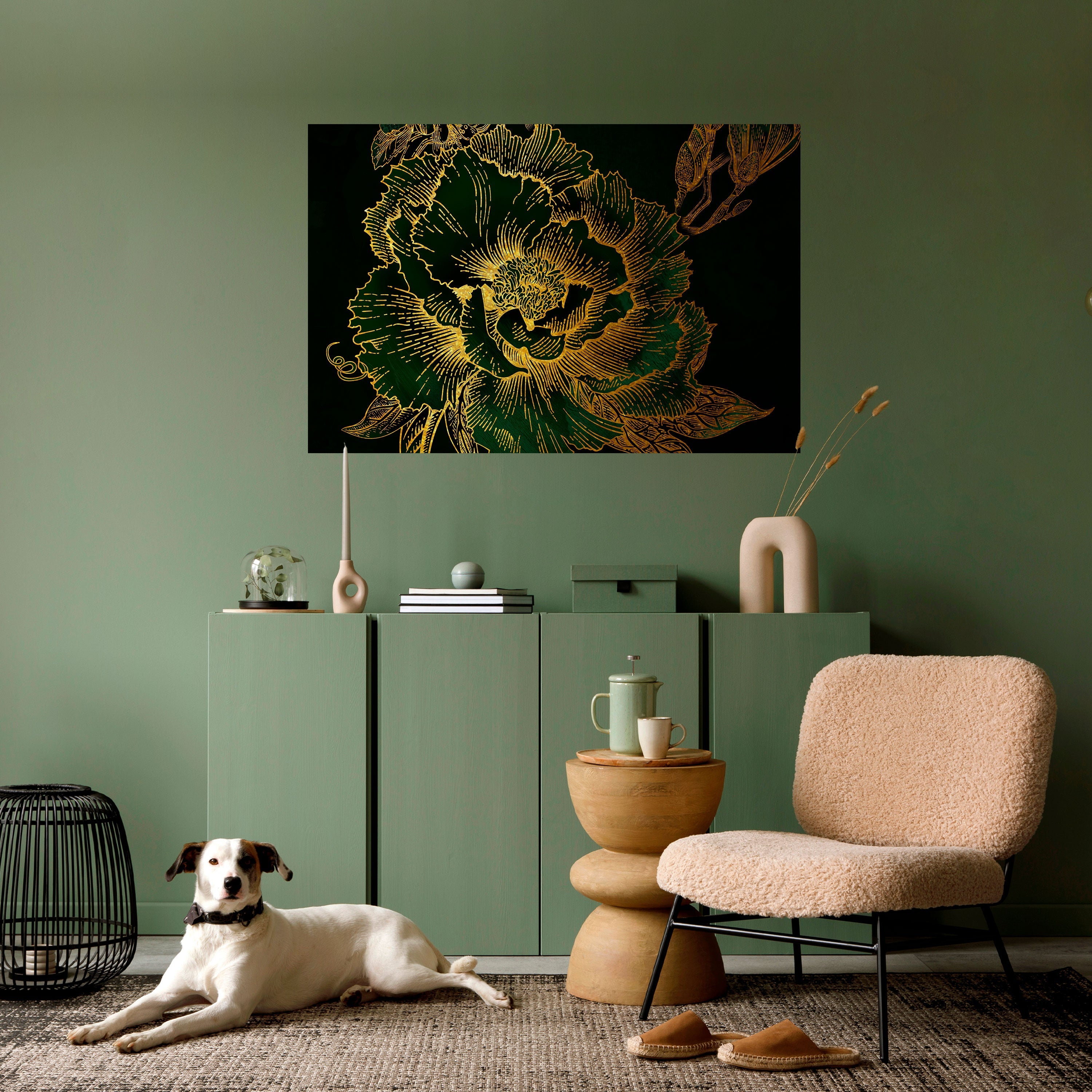 MIDNIGHT FLORAL GLIMMER Horizontales Poster zum Abziehen und Aufkleben
