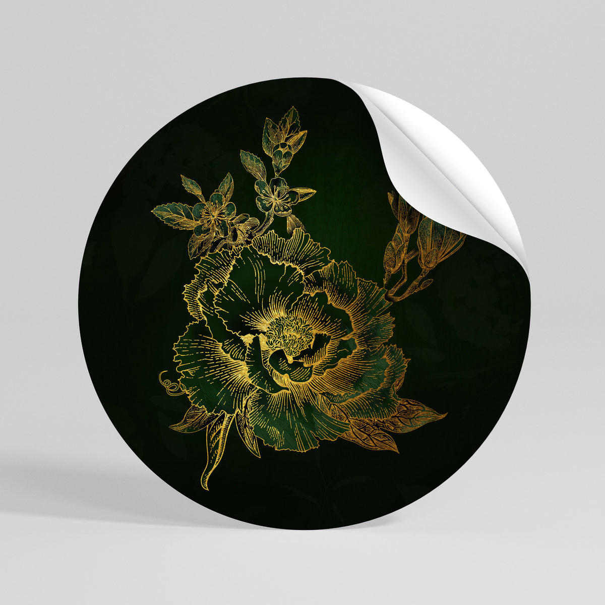 MIDNIGHT FLORAL GLIMMER Runder Wandsticker zum Abziehen und Aufkleben