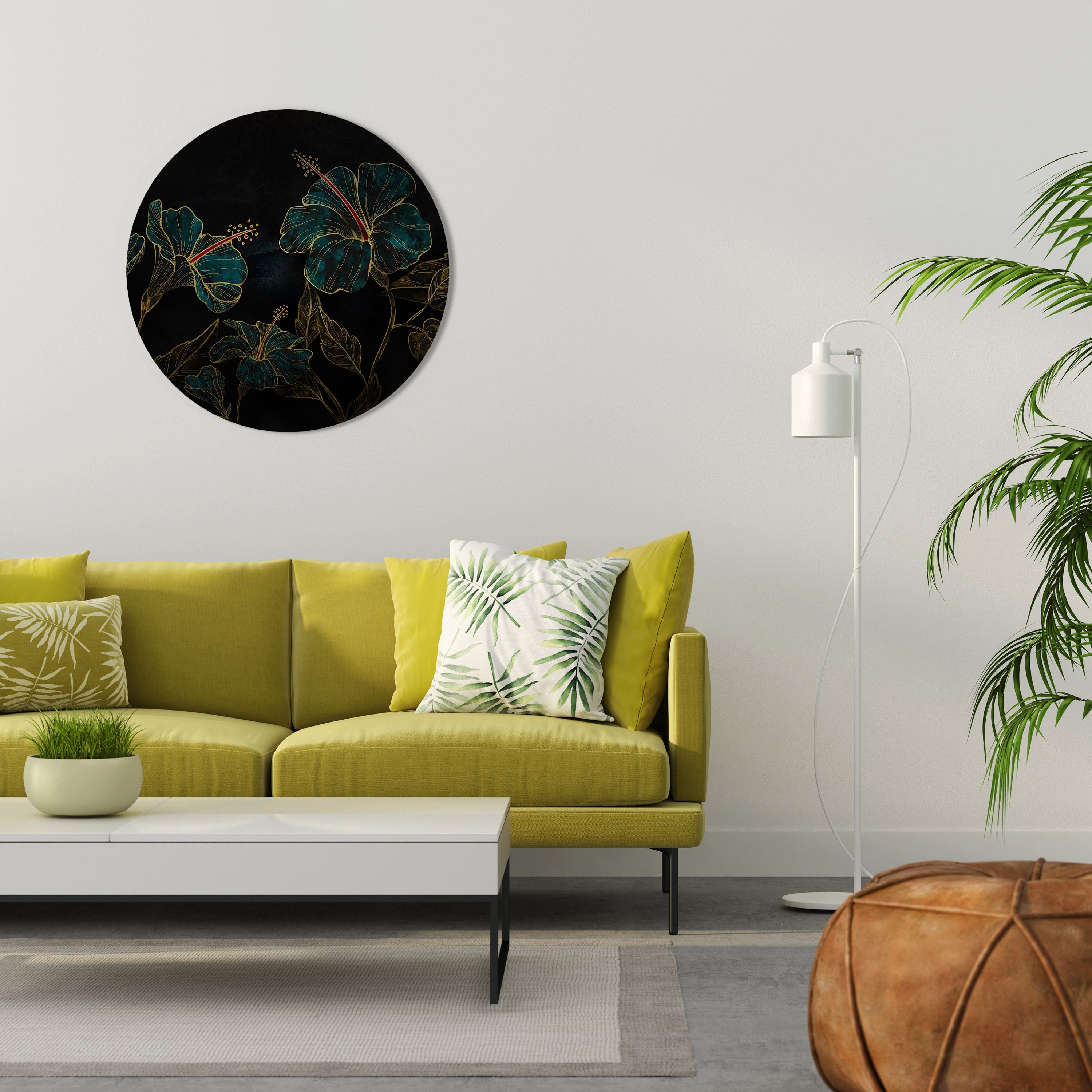 EMBERED BLOOM Runde Wandkunst