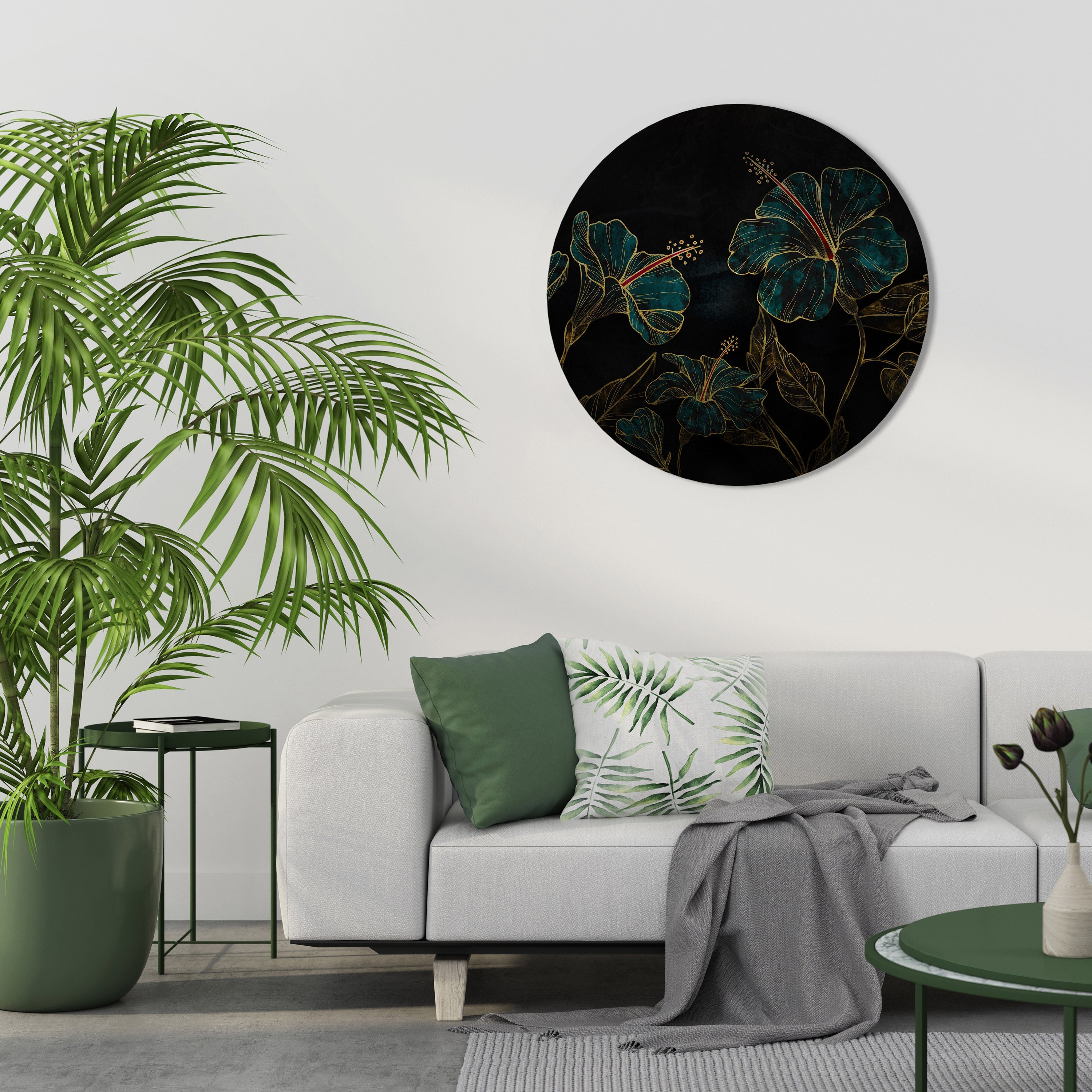 EMBERED BLOOM Runde Wandkunst