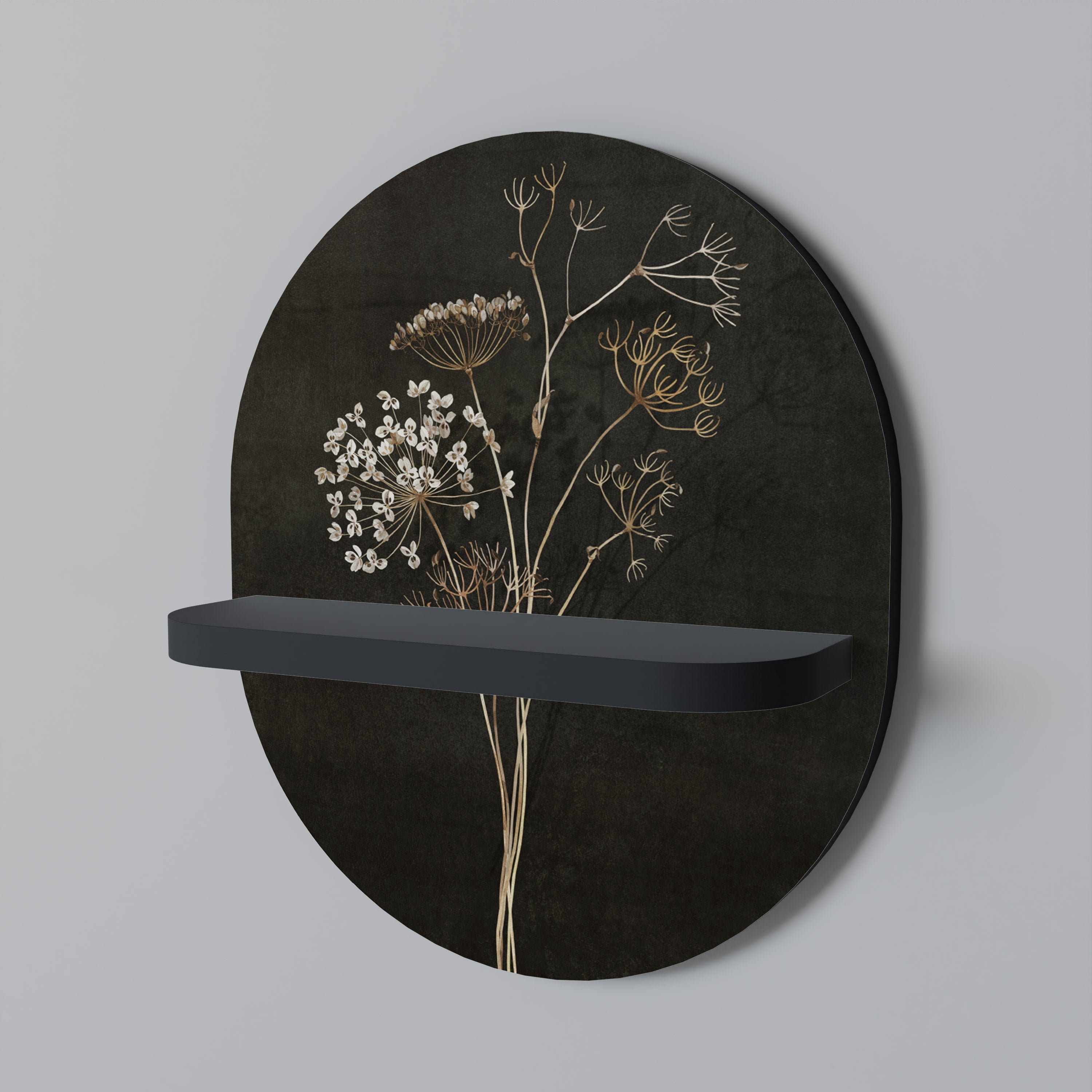 MEADOW MEMORIES Ovales Kunstregal in Schwarz