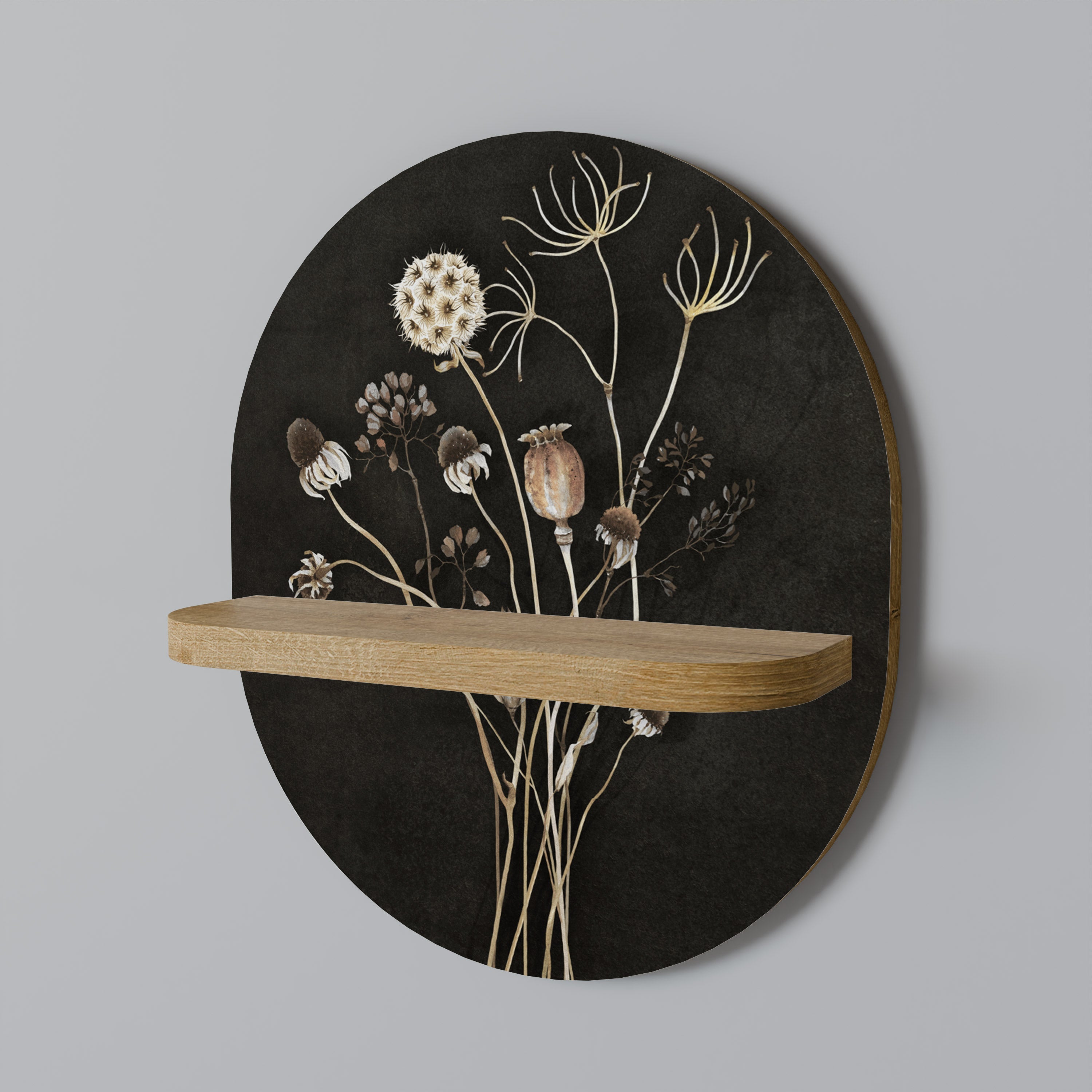 MEADOW SHADES Ovales Kunstregal in Eichenoptik