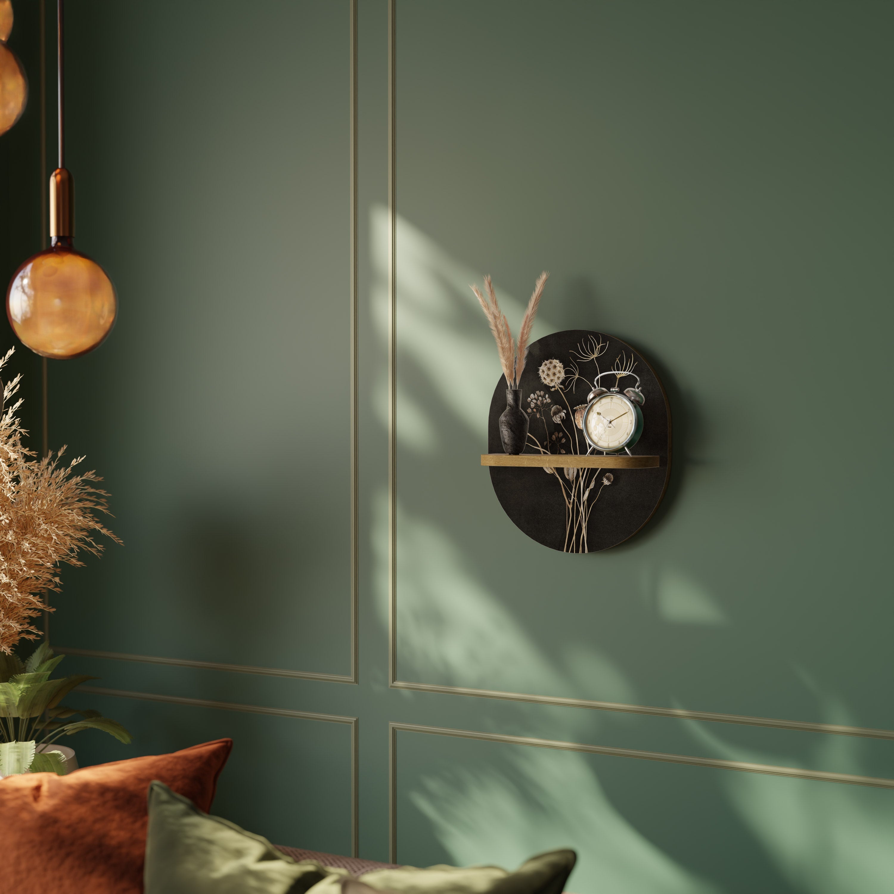 MEADOW SHADES Ovales Kunstregal in Eichenoptik