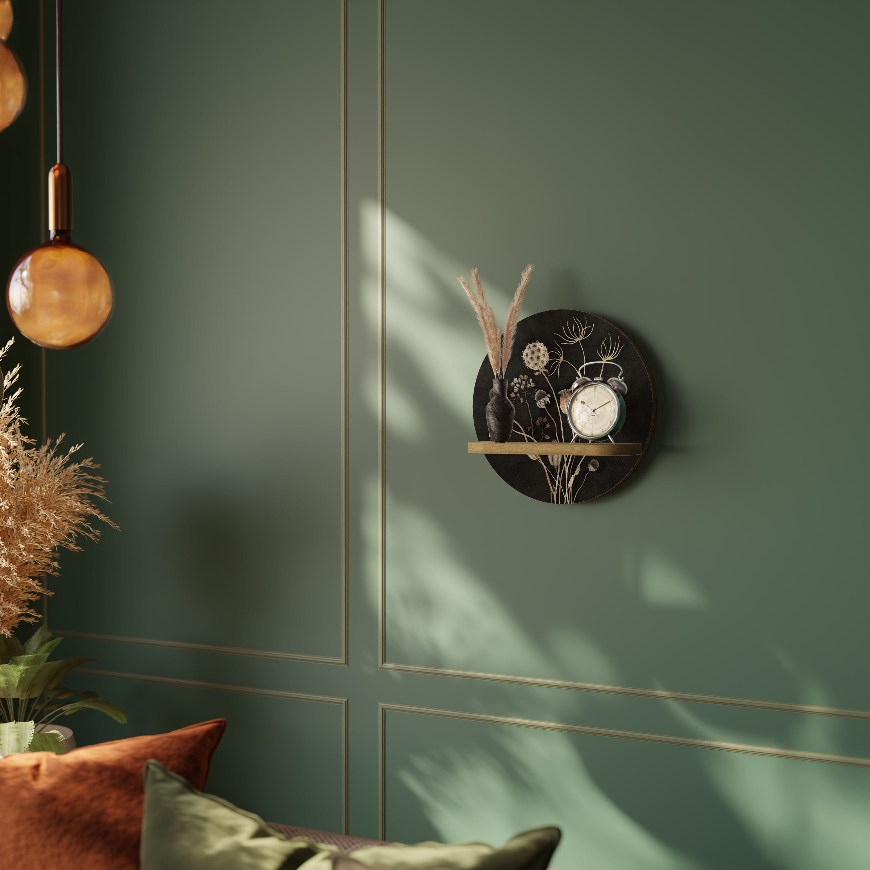 MEADOW SHADES Rundes Kunstregal in Eichenoptik