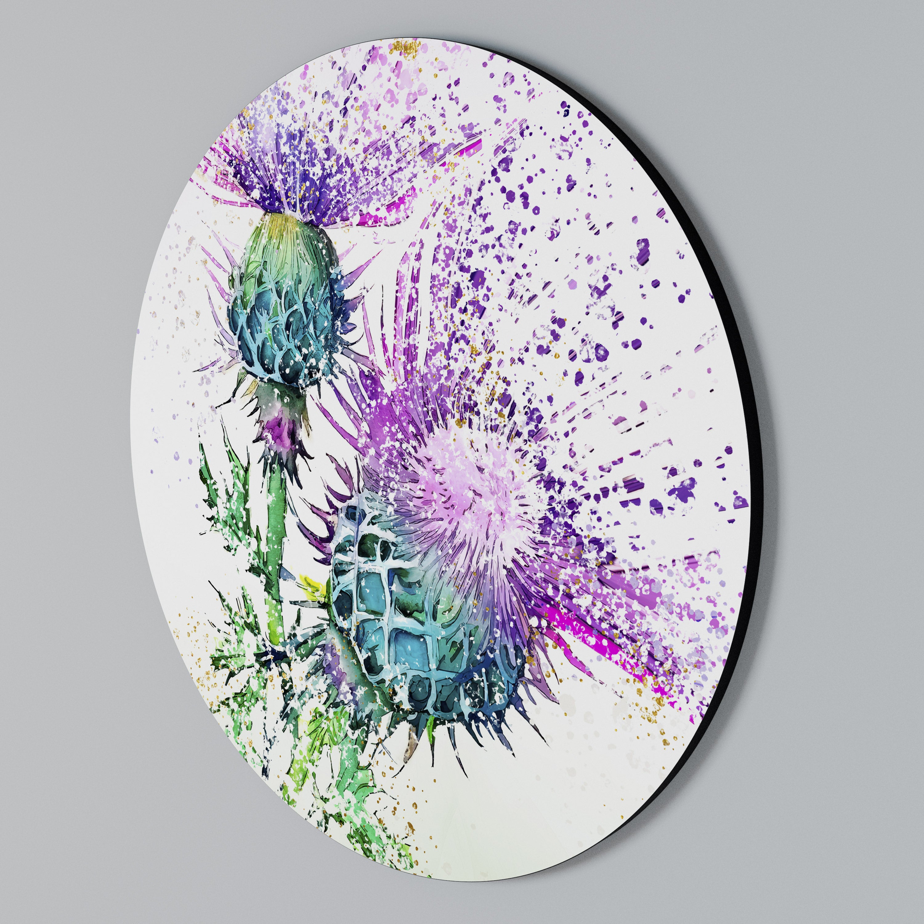 COLORFUL THISTLE DANCE Rundes Wandbild
