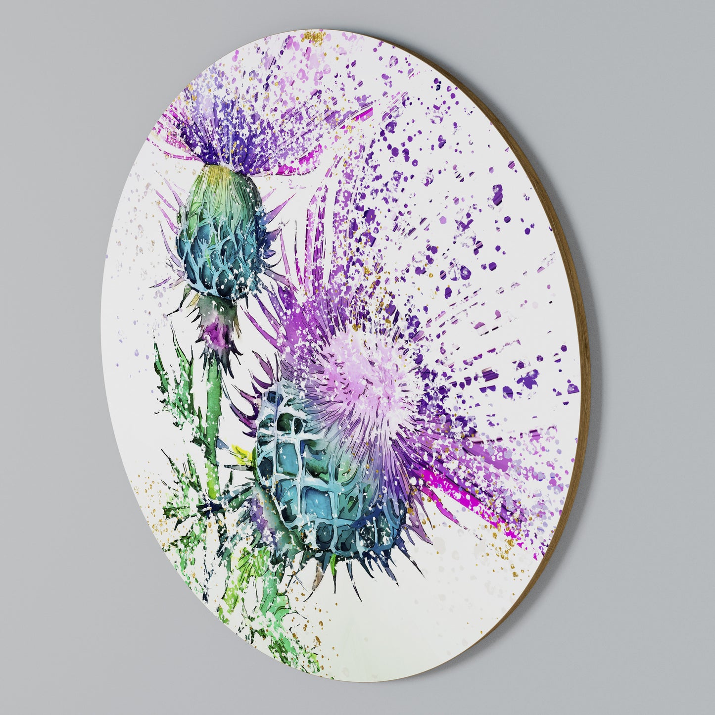 COLORFUL THISTLE DANCE Rundes Wandbild