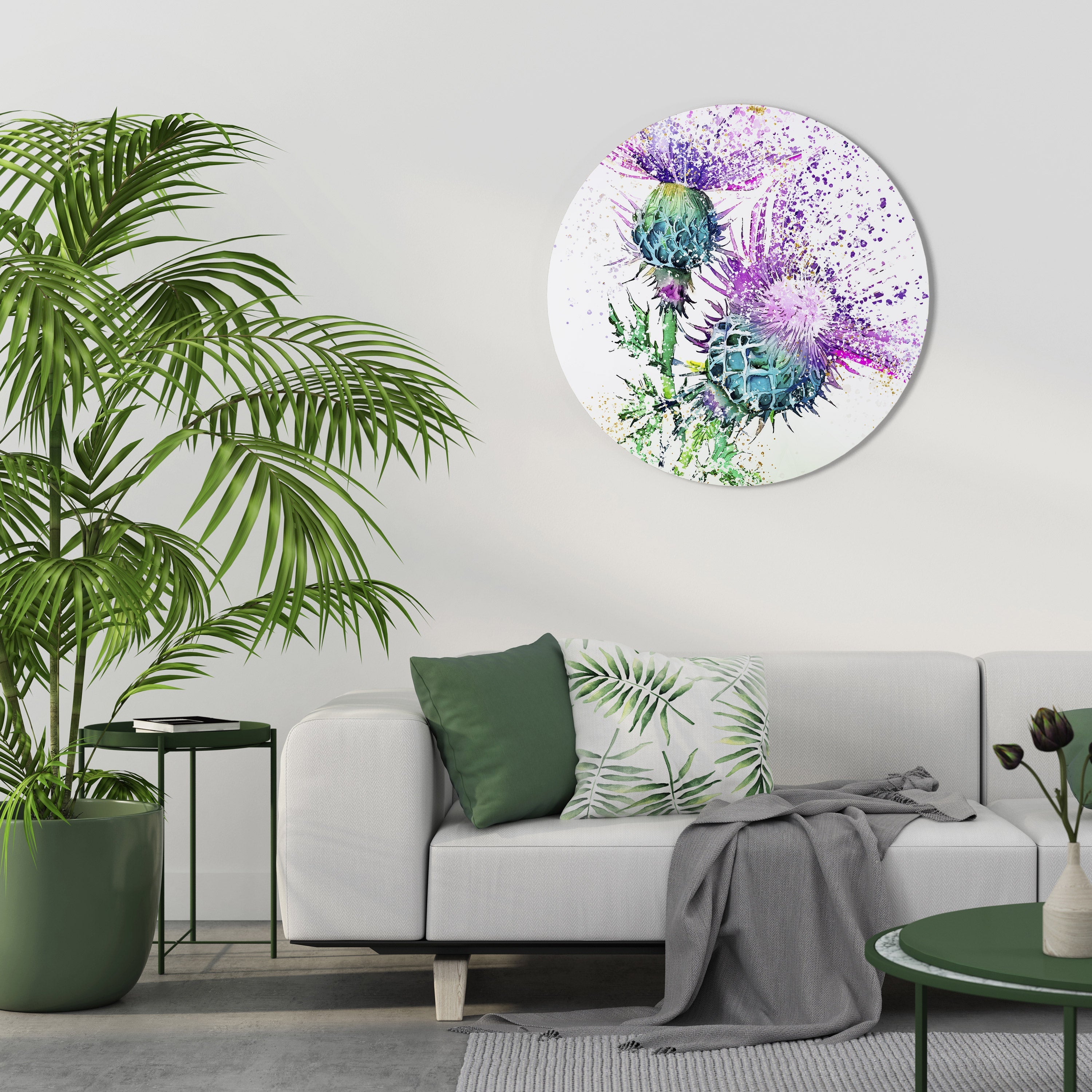 BUNTER DISTELTANZ Runde Wandkunst