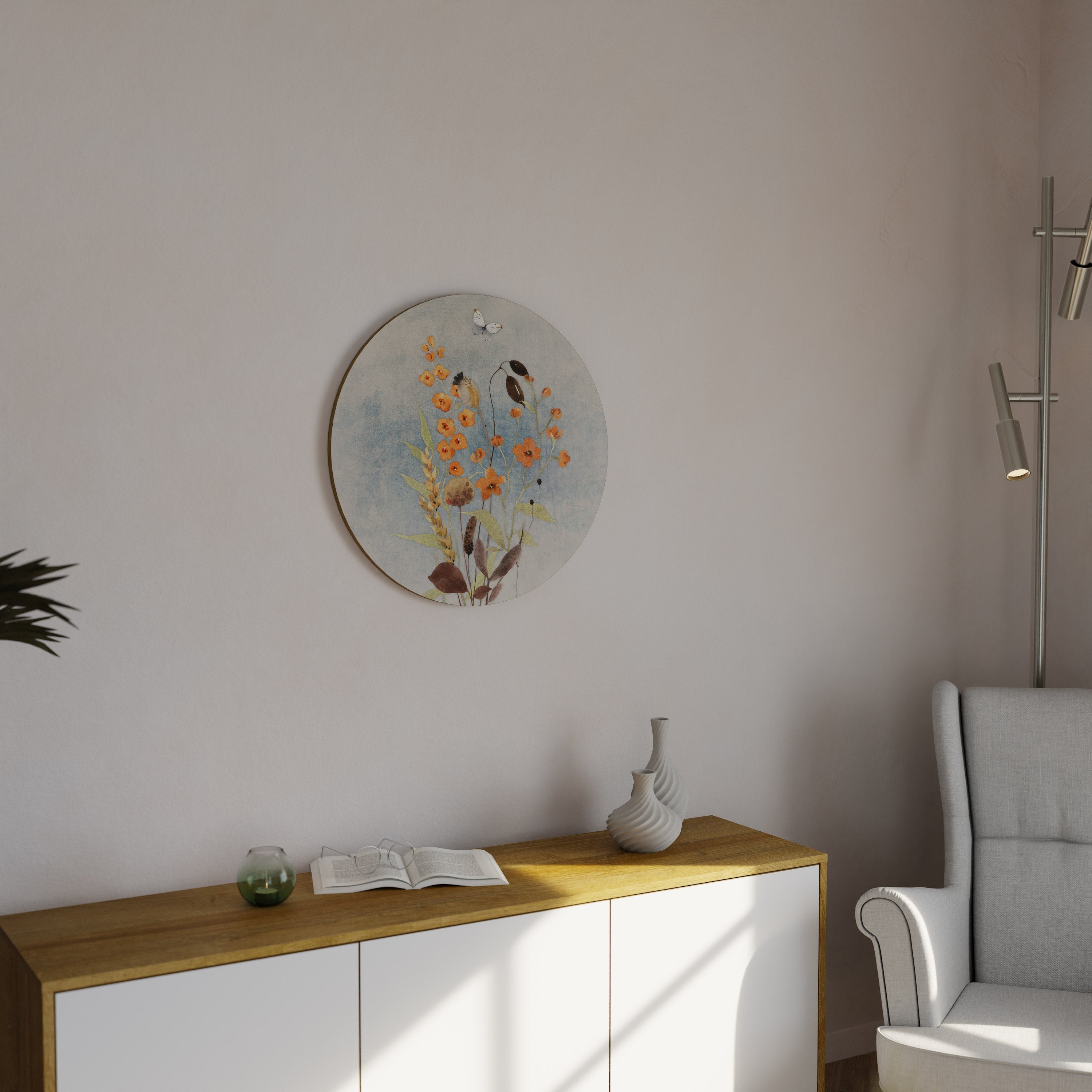 Runde Wandkunst „Whispers of Wildflowers“