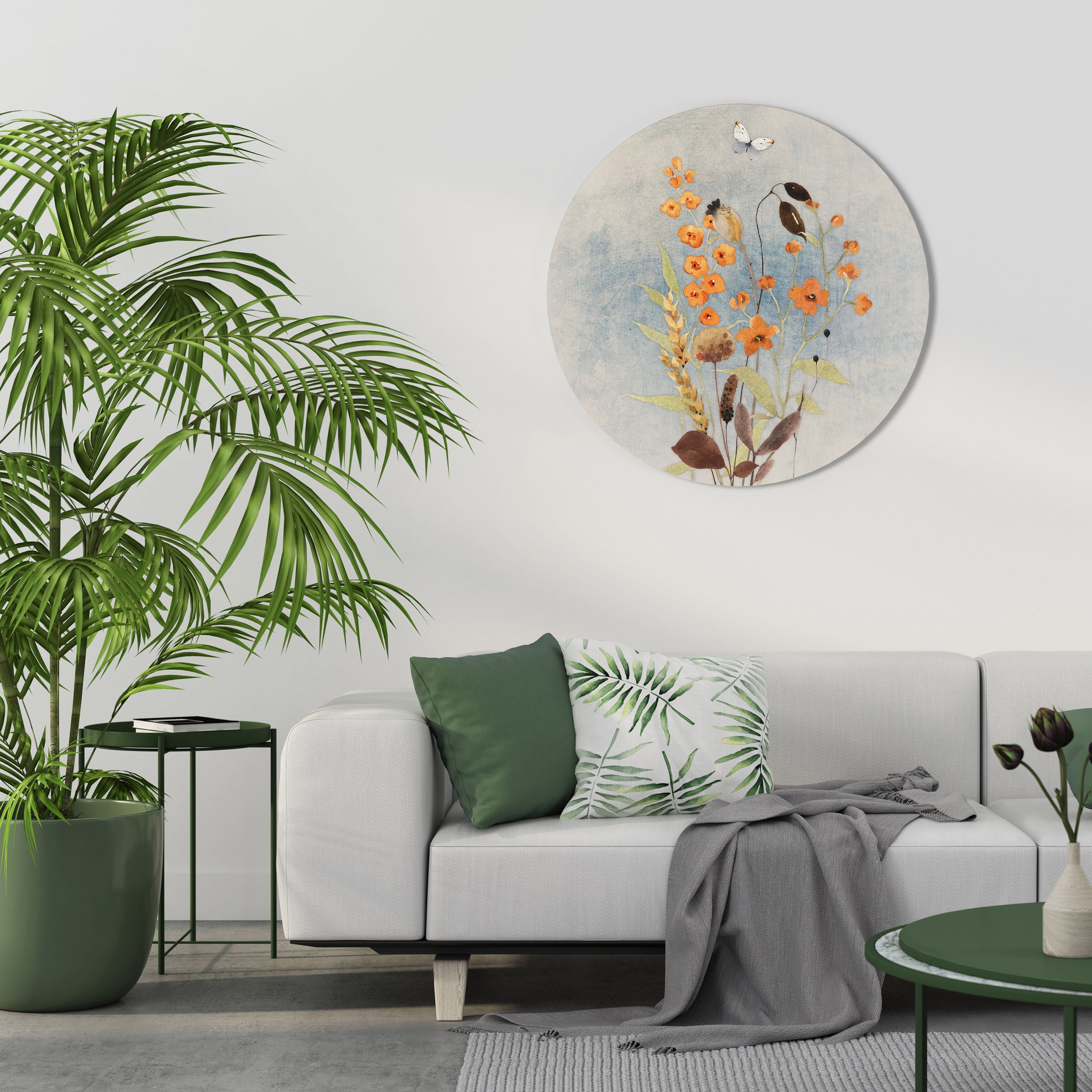 Runde Wandkunst „Whispers of Wildflowers“
