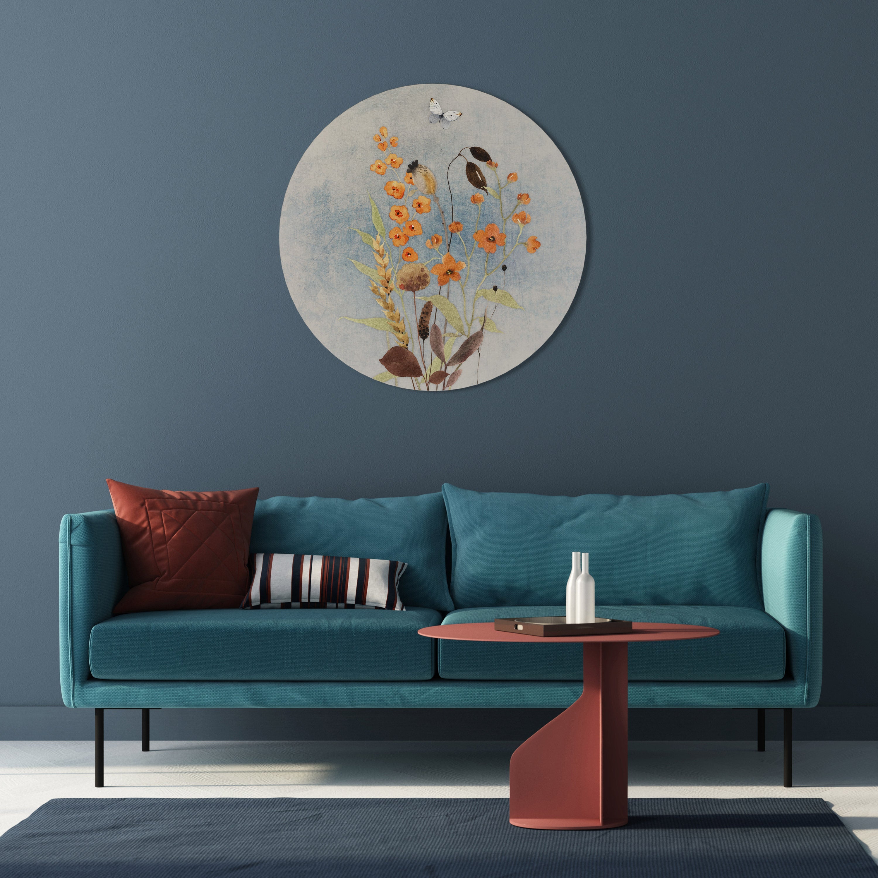 Runde Wandkunst „Whispers of Wildflowers“