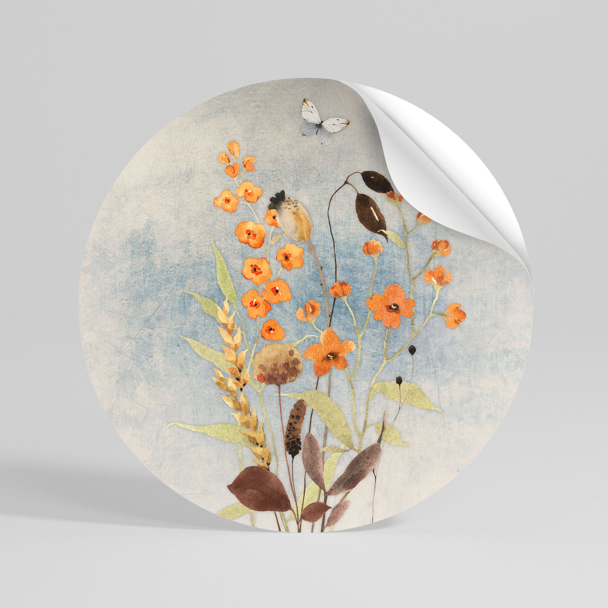 WHISPERS OF WILDFLOWERS Runder Wandsticker zum Abziehen und Aufkleben
