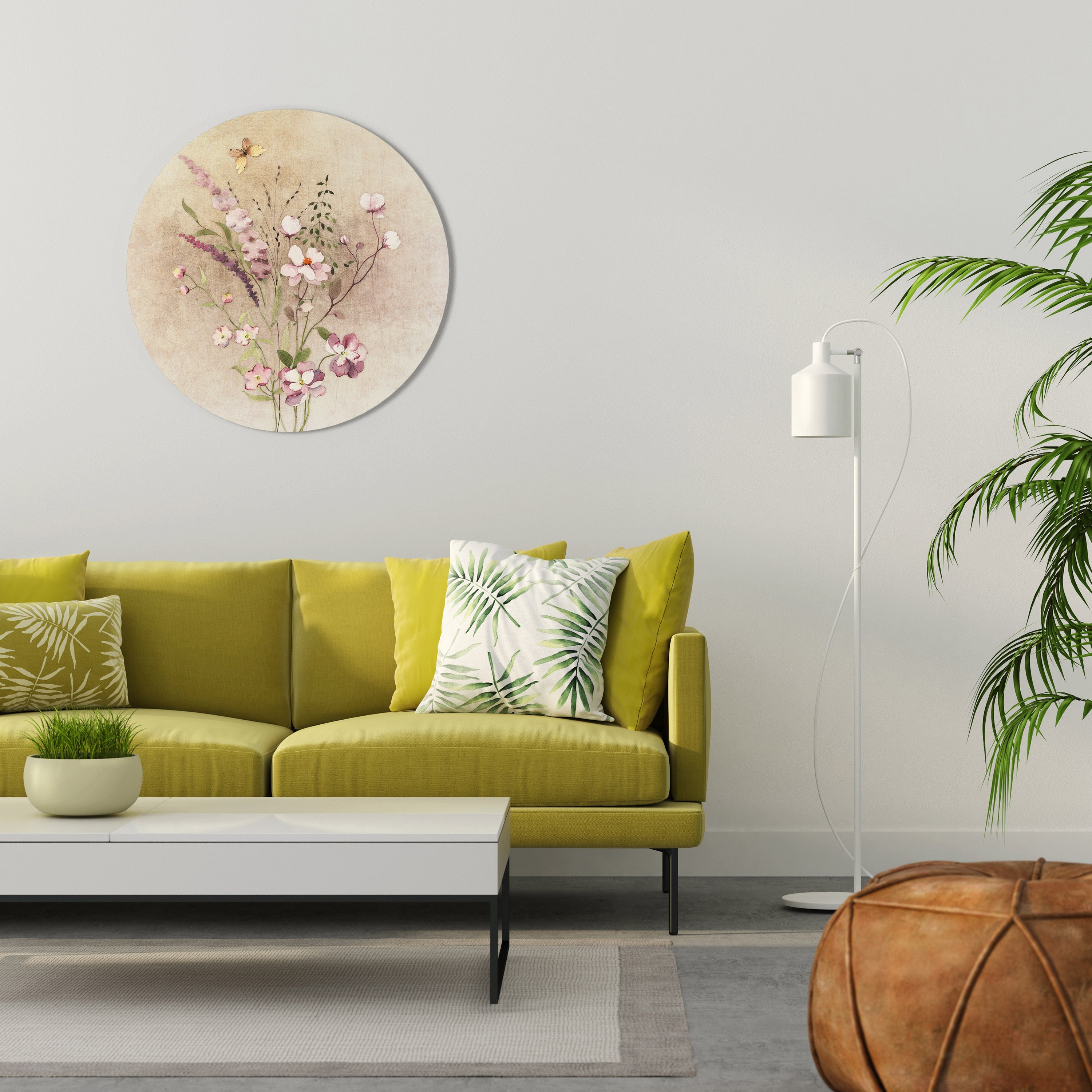 Runde Wandkunst „FLOWERED REVERIE“
