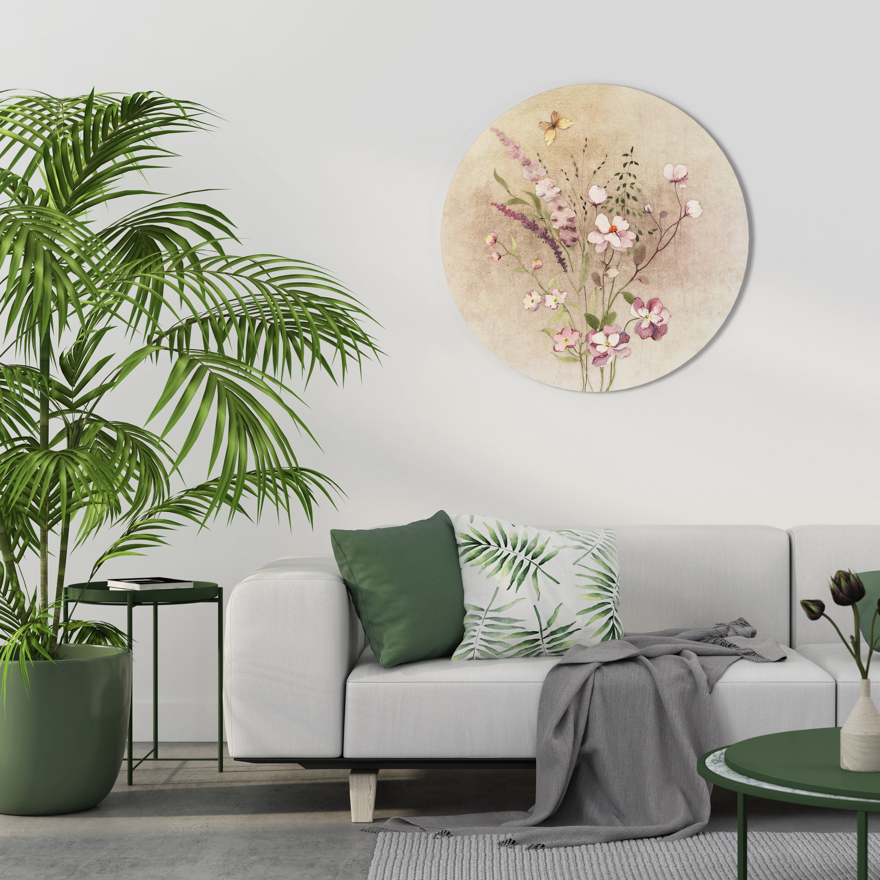 Runde Wandkunst „FLOWERED REVERIE“
