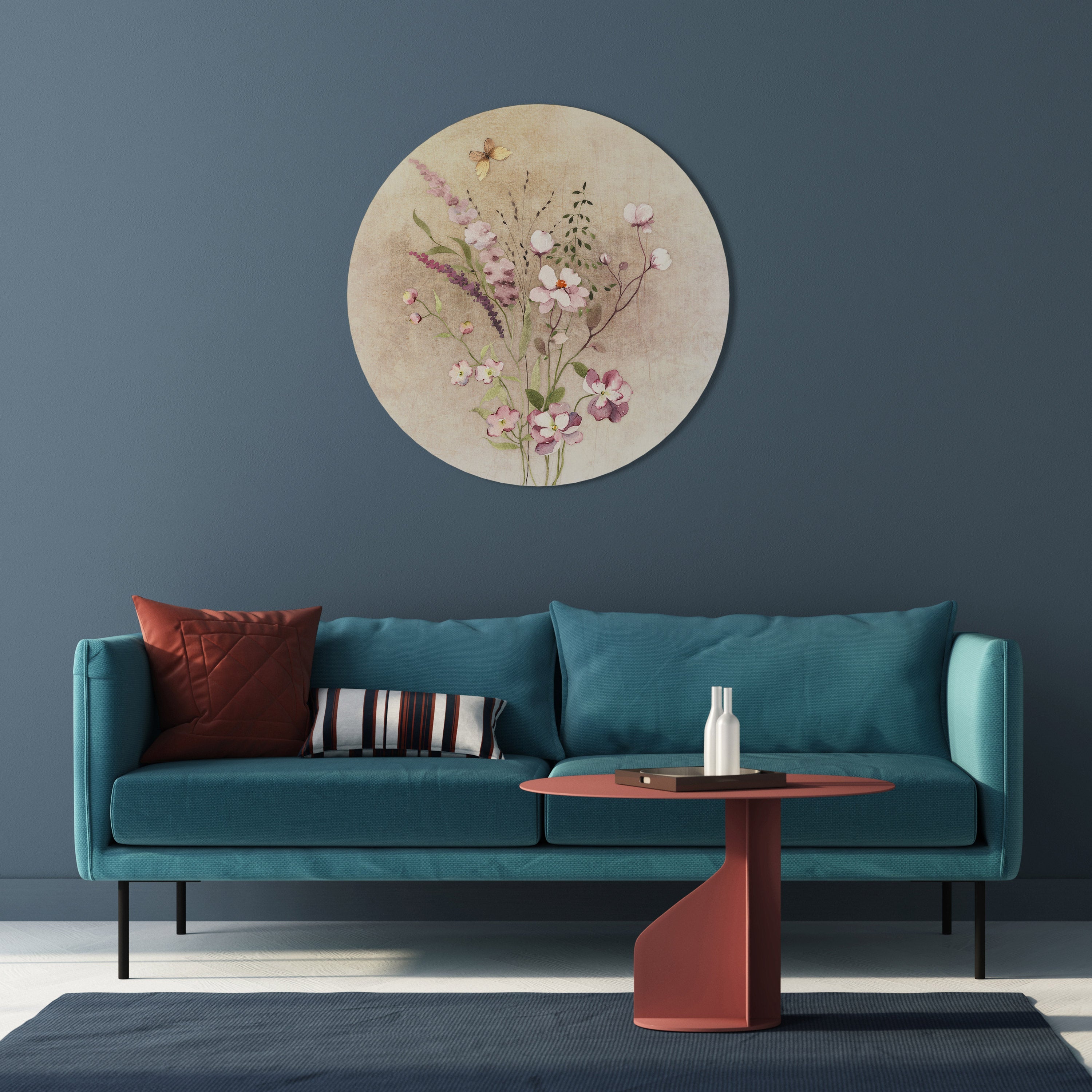 Runde Wandkunst „FLOWERED REVERIE“