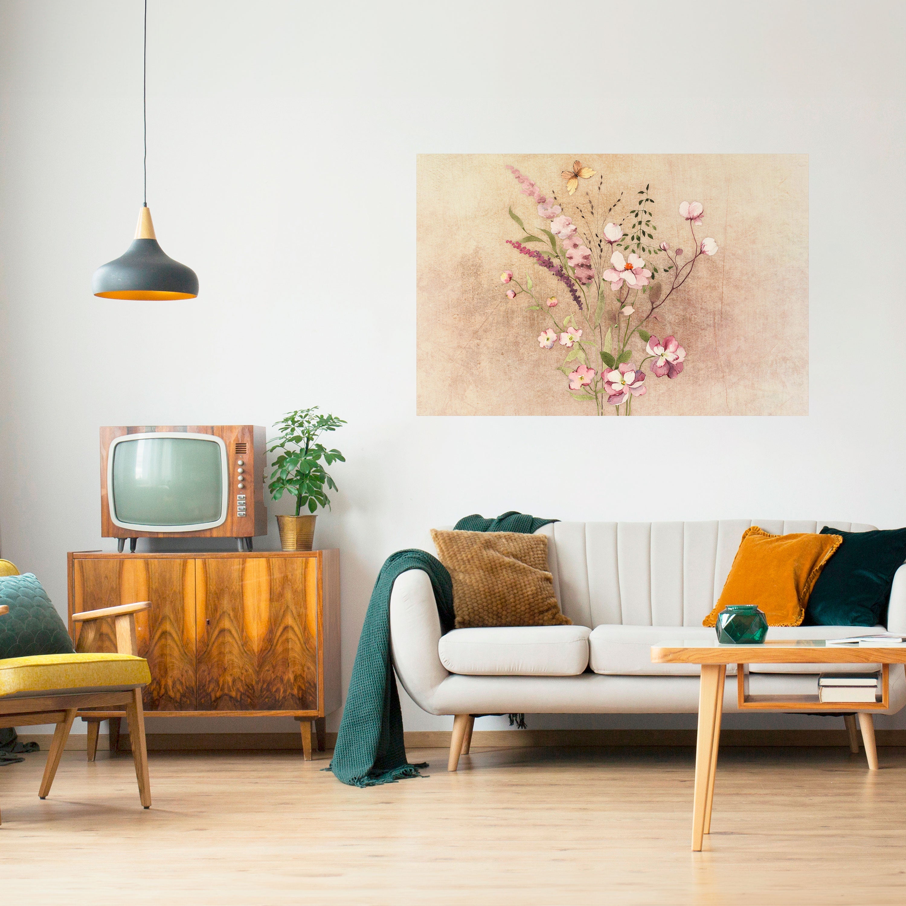 Horizontales Poster „FLOWERED REVERIE“ zum Abziehen und Aufkleben
