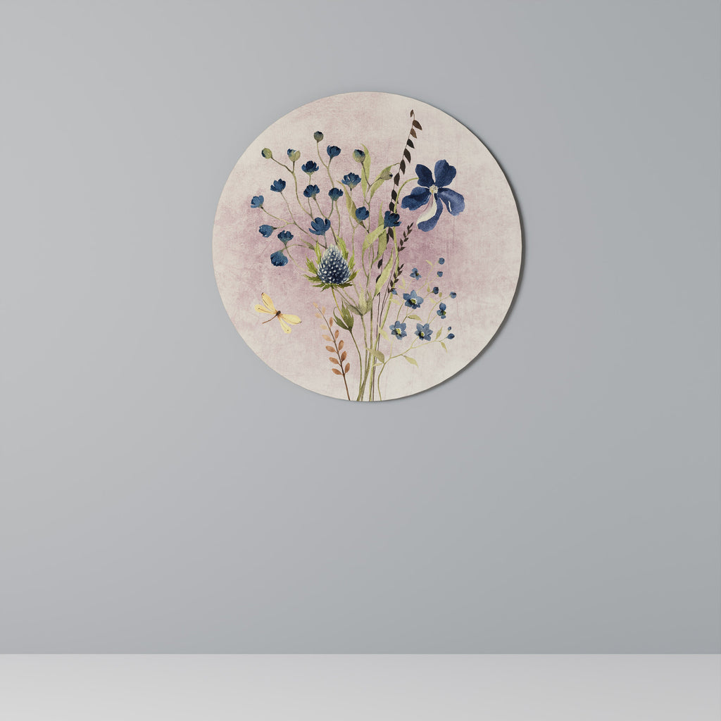 Runde Wandkunst „Cornflower Reverie“