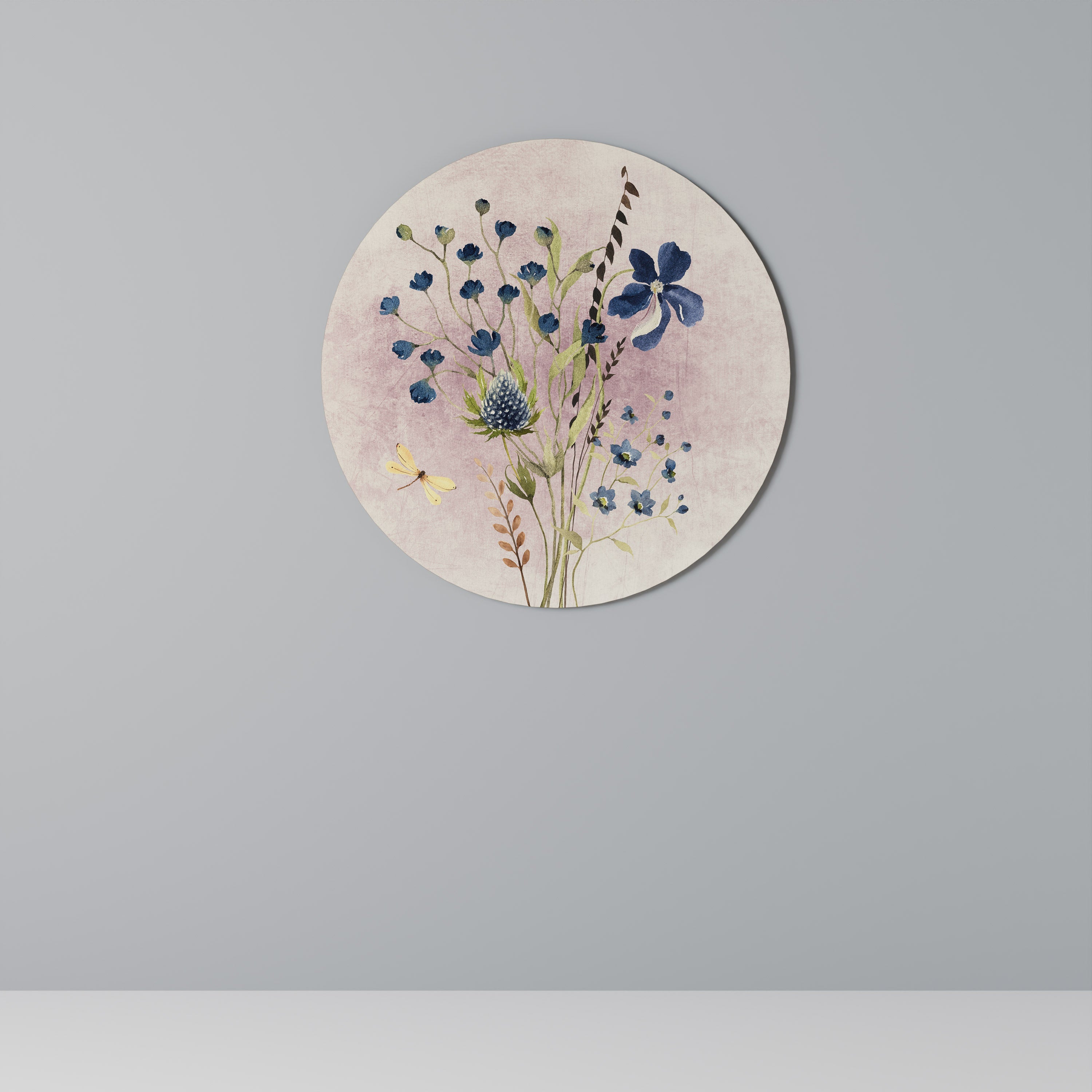 Runde Wandkunst „Cornflower Reverie“