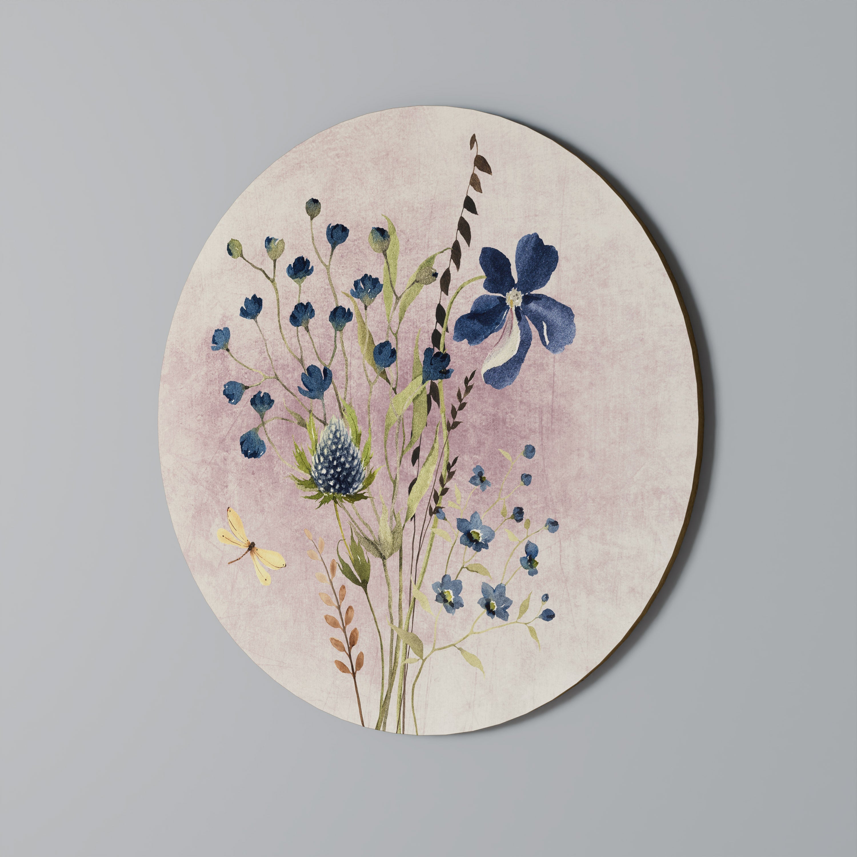 Runde Wandkunst „Cornflower Reverie“