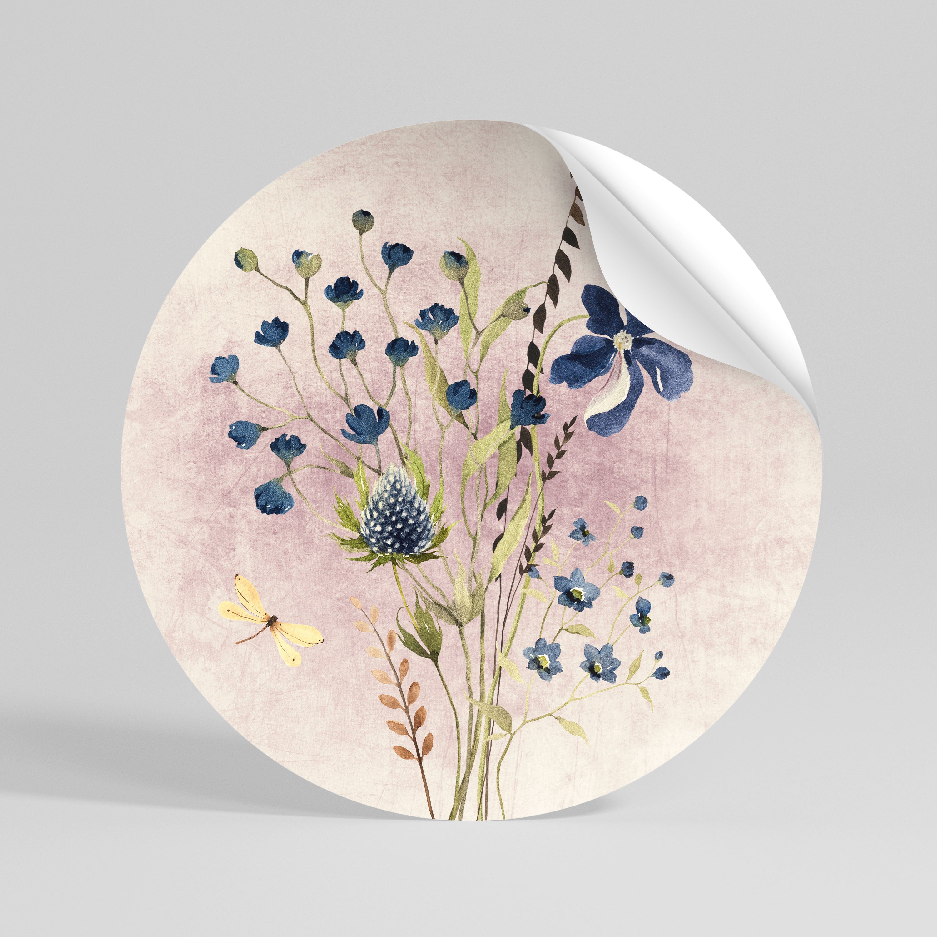 CORNFLOWER REVERIE Peel and Stick Round Sticker