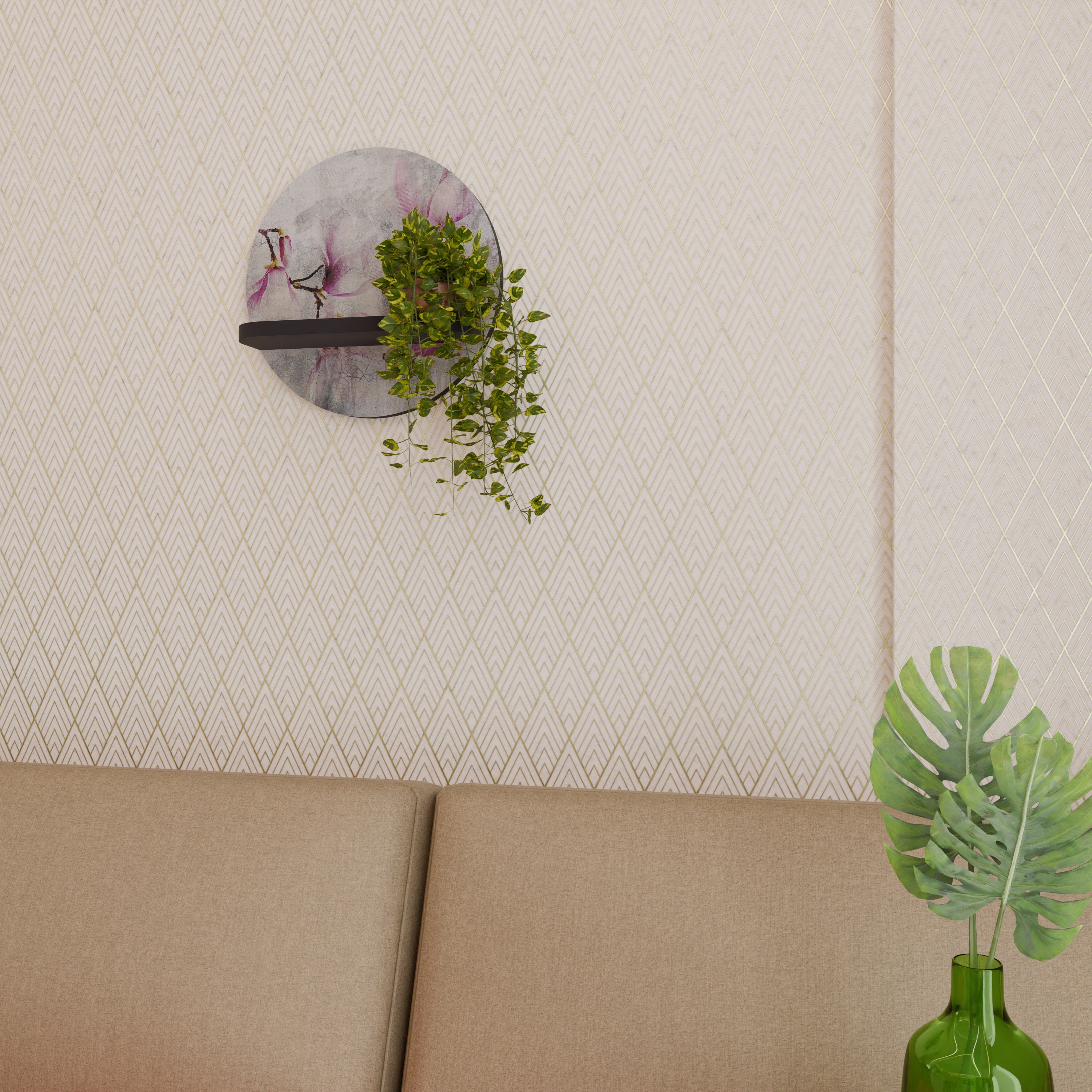 ASTONISHING MAGNOLIA Rundes Kunstregal in Schwarz