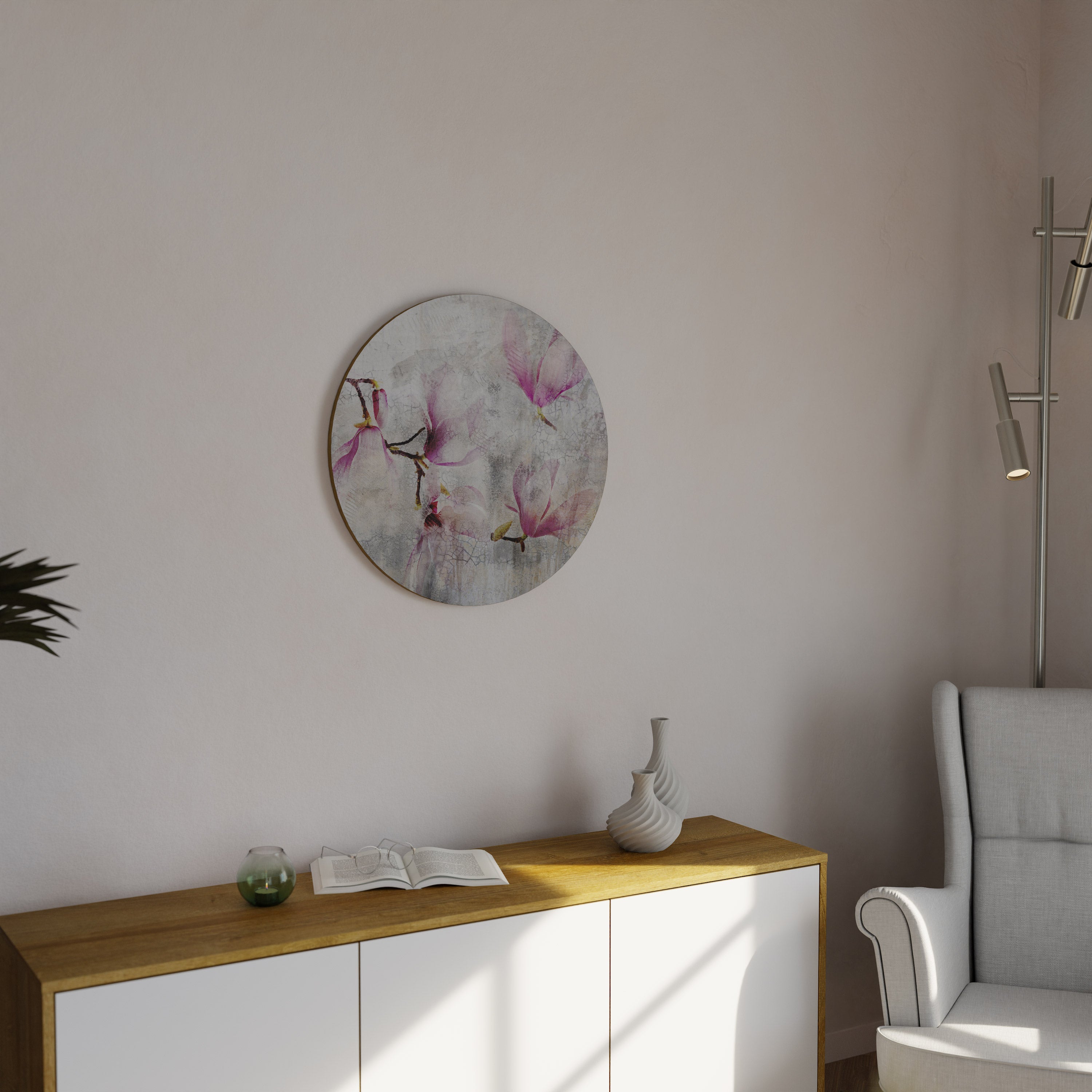 ERSTAUNLICHE MAGNOLIA Runde Wandkunst