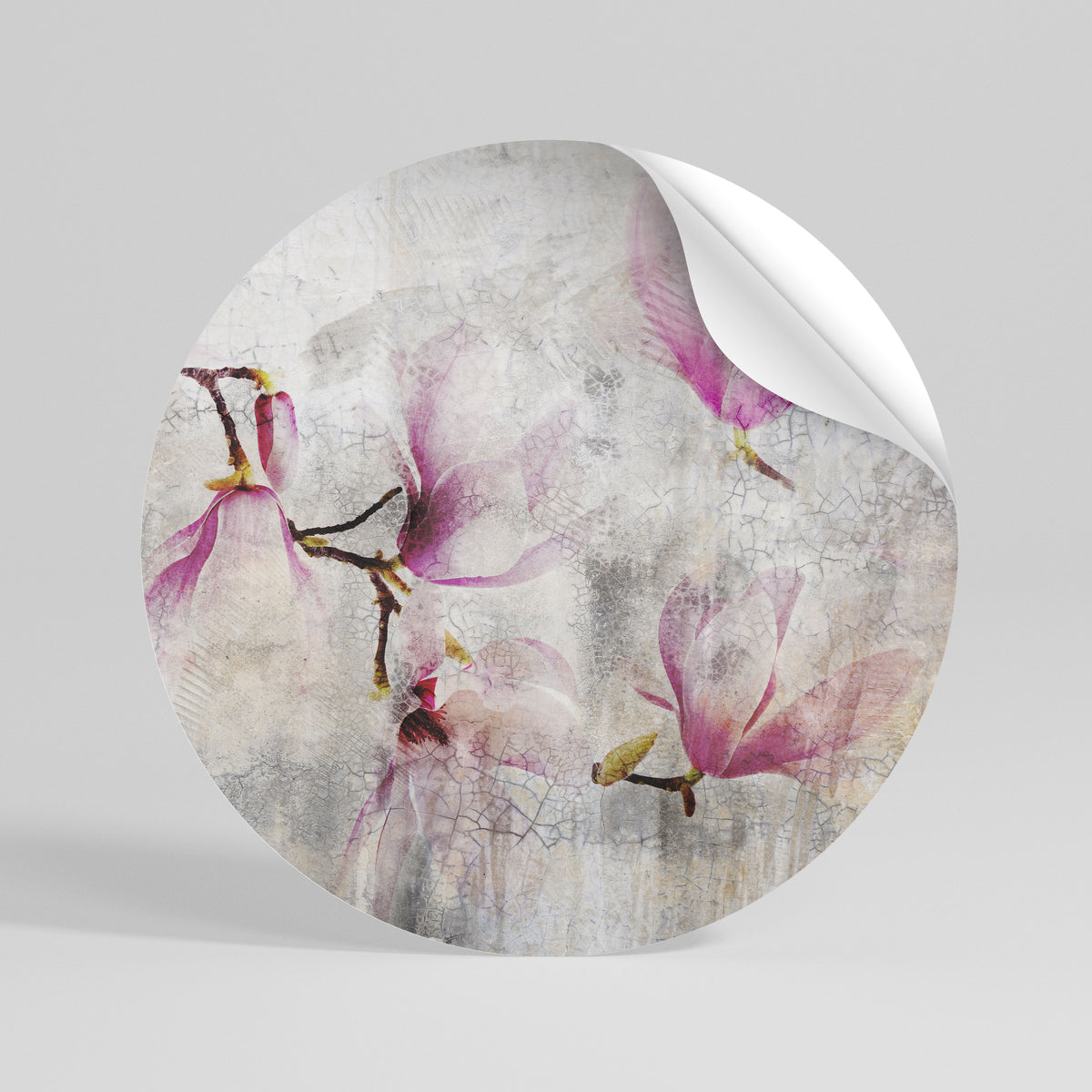 ASTONISHING MAGNOLIA Runder Wandsticker zum Abziehen und Aufkleben